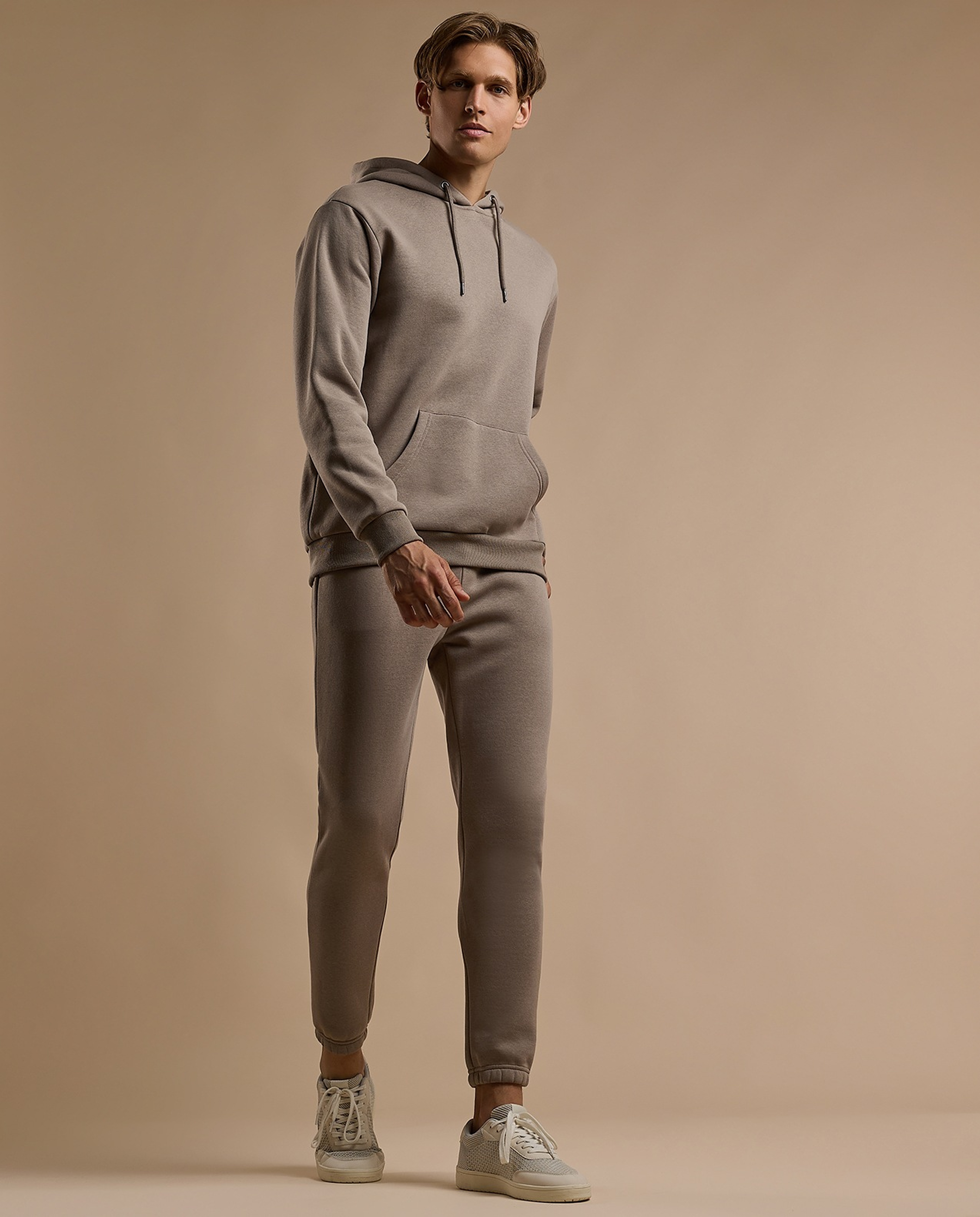 Solid Hoodie with Long Sleeves