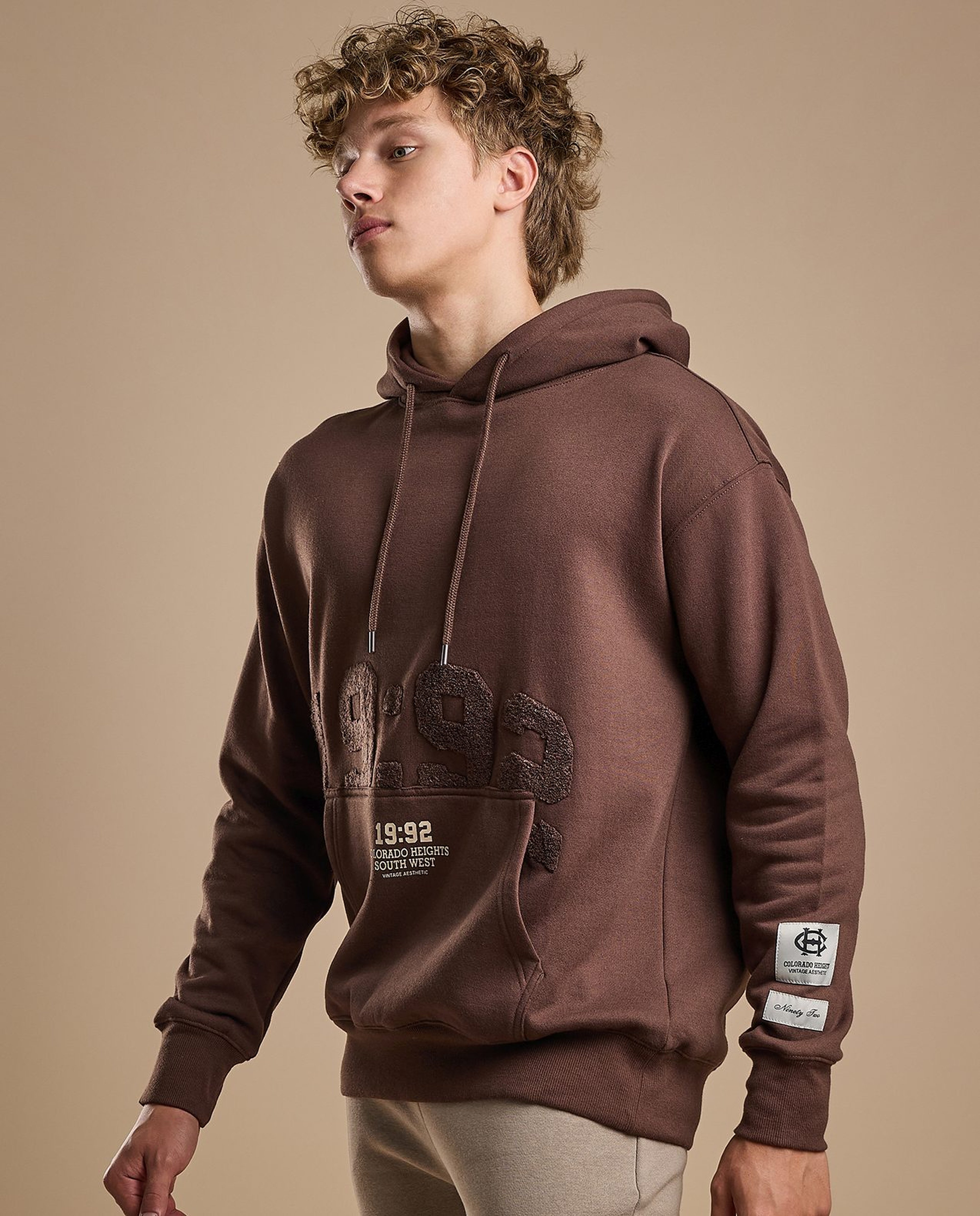 Appliqued Hoodie with Long Sleeves