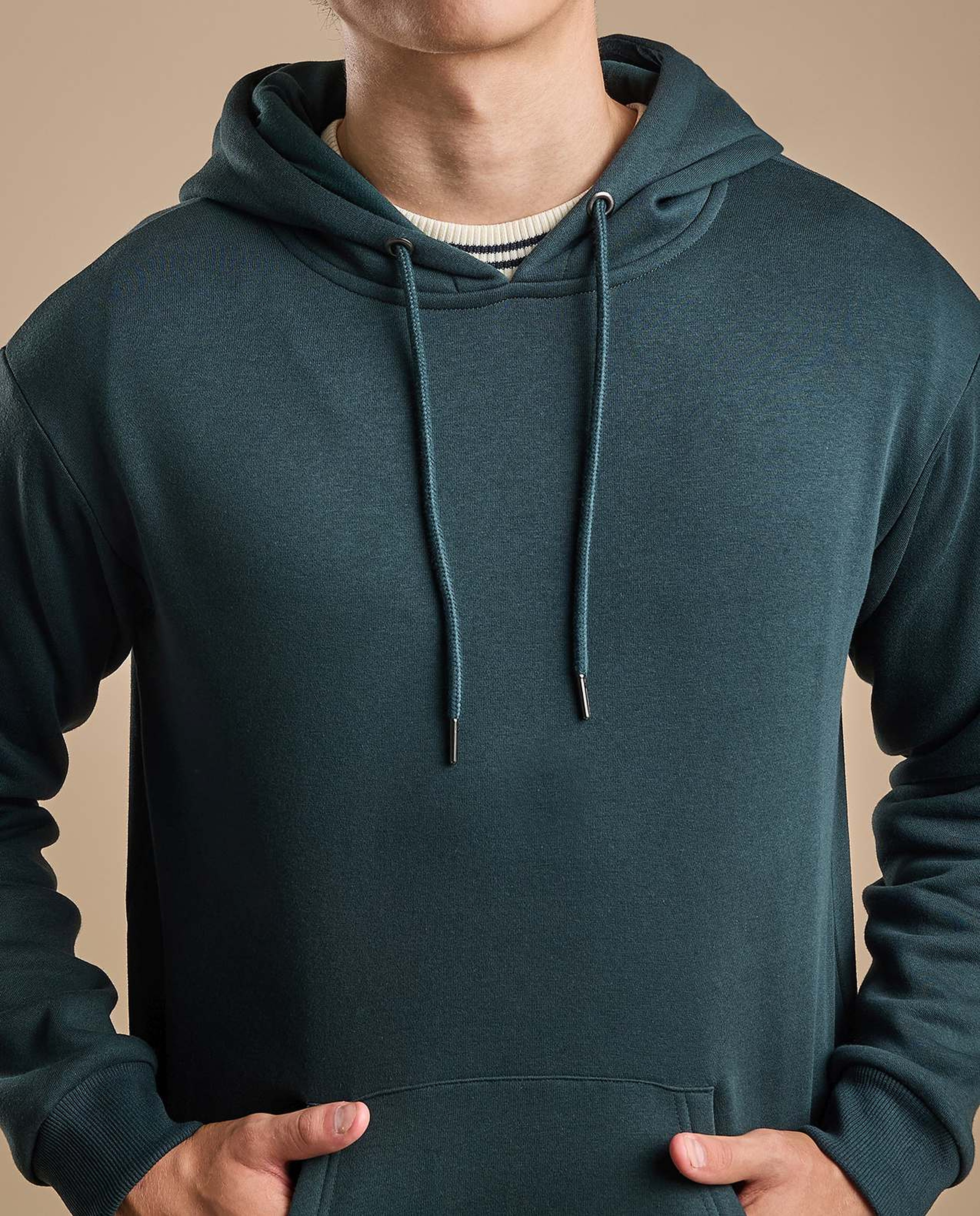 Solid Hoodie with Long Sleeves
