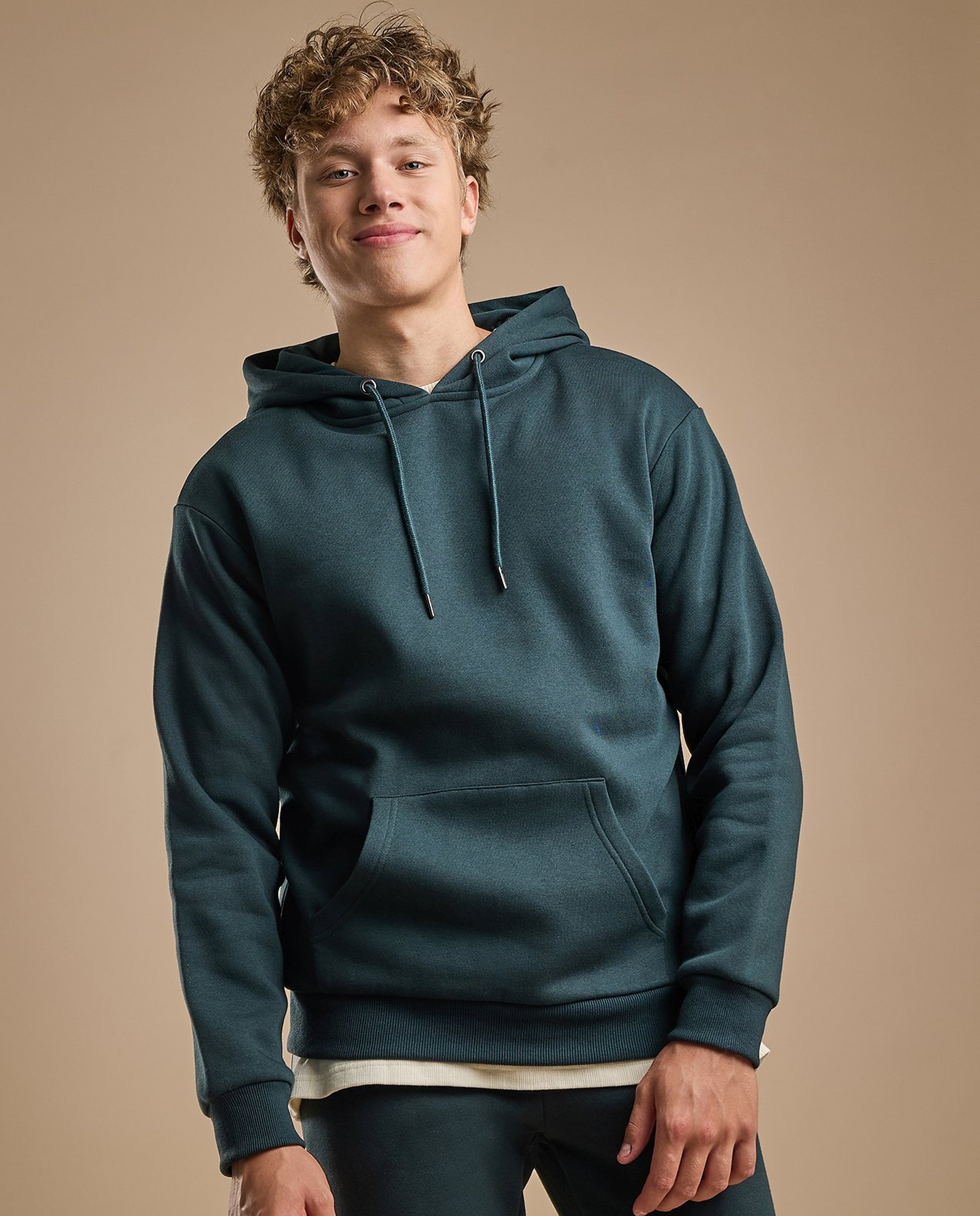 Solid Hoodie with Long Sleeves