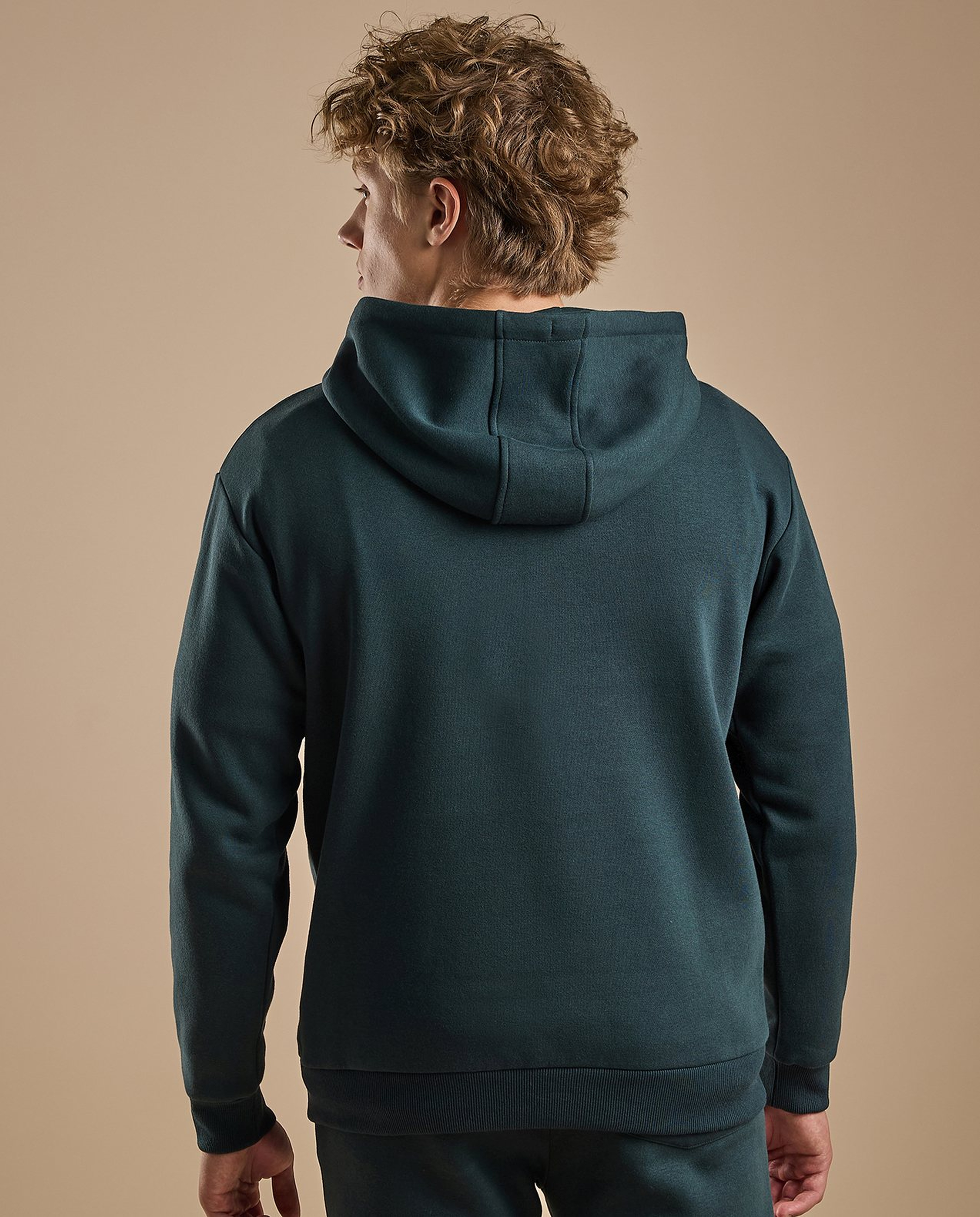 Solid Hoodie with Long Sleeves
