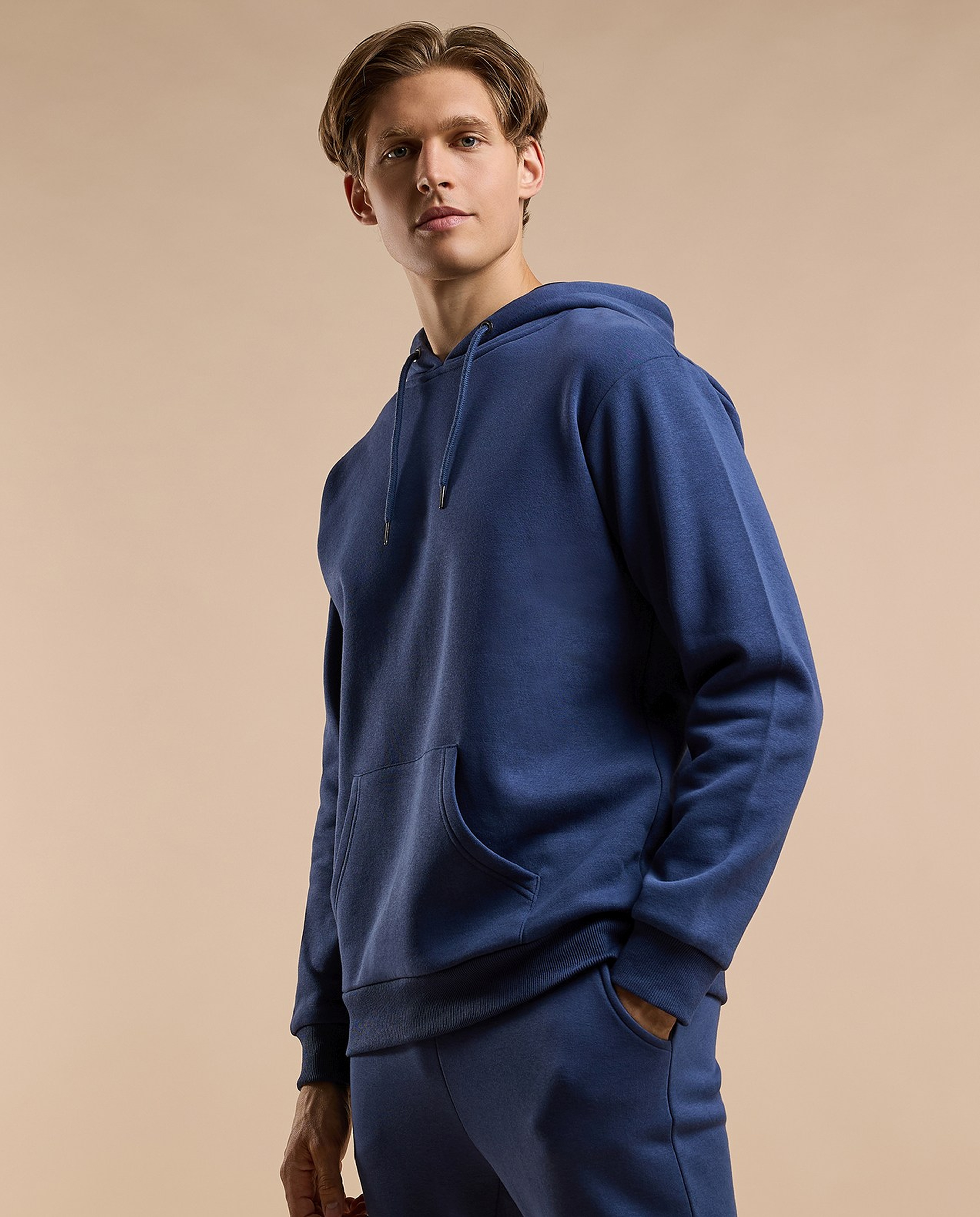 Solid Hoodie with Long Sleeves
