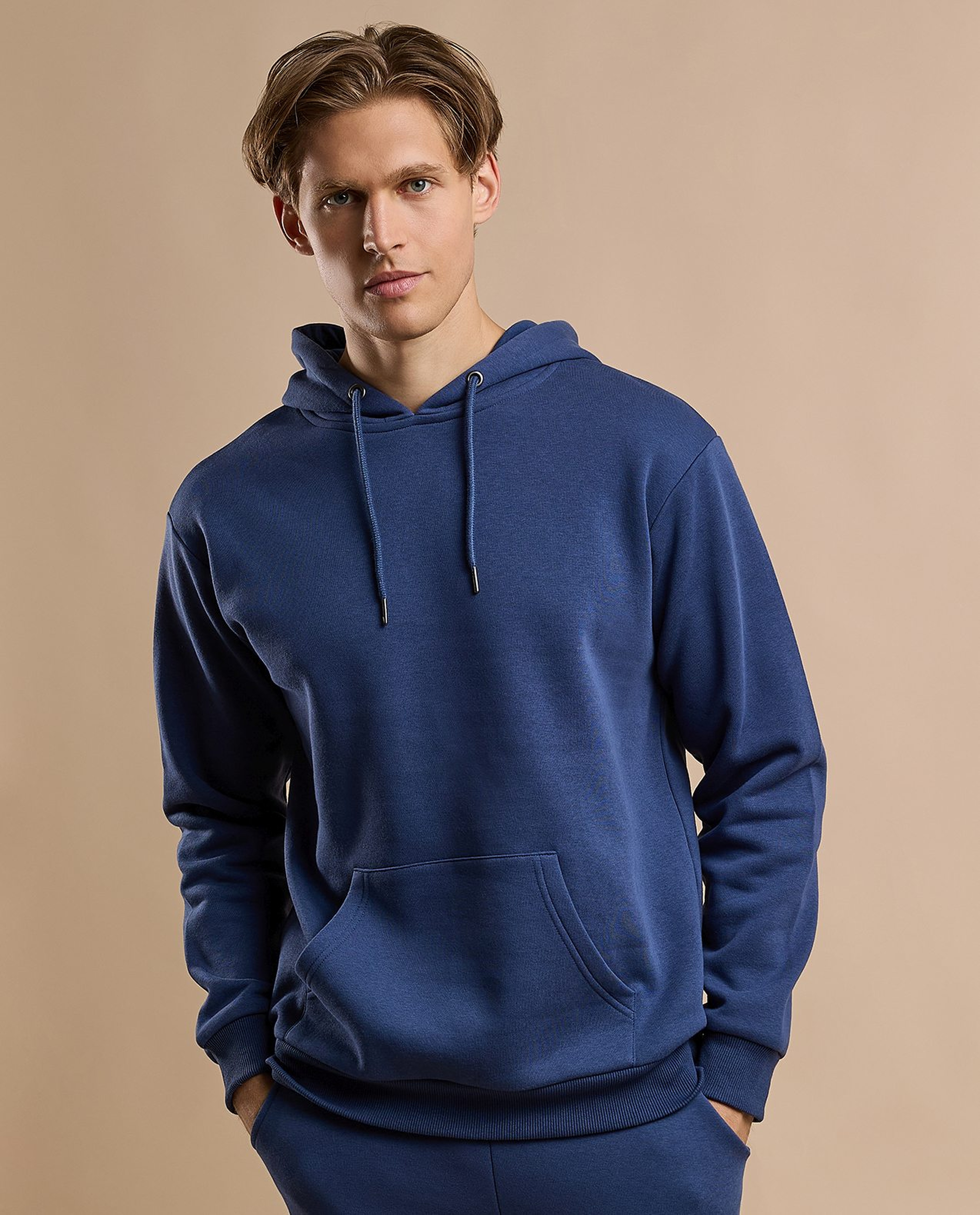 Solid Hoodie with Long Sleeves