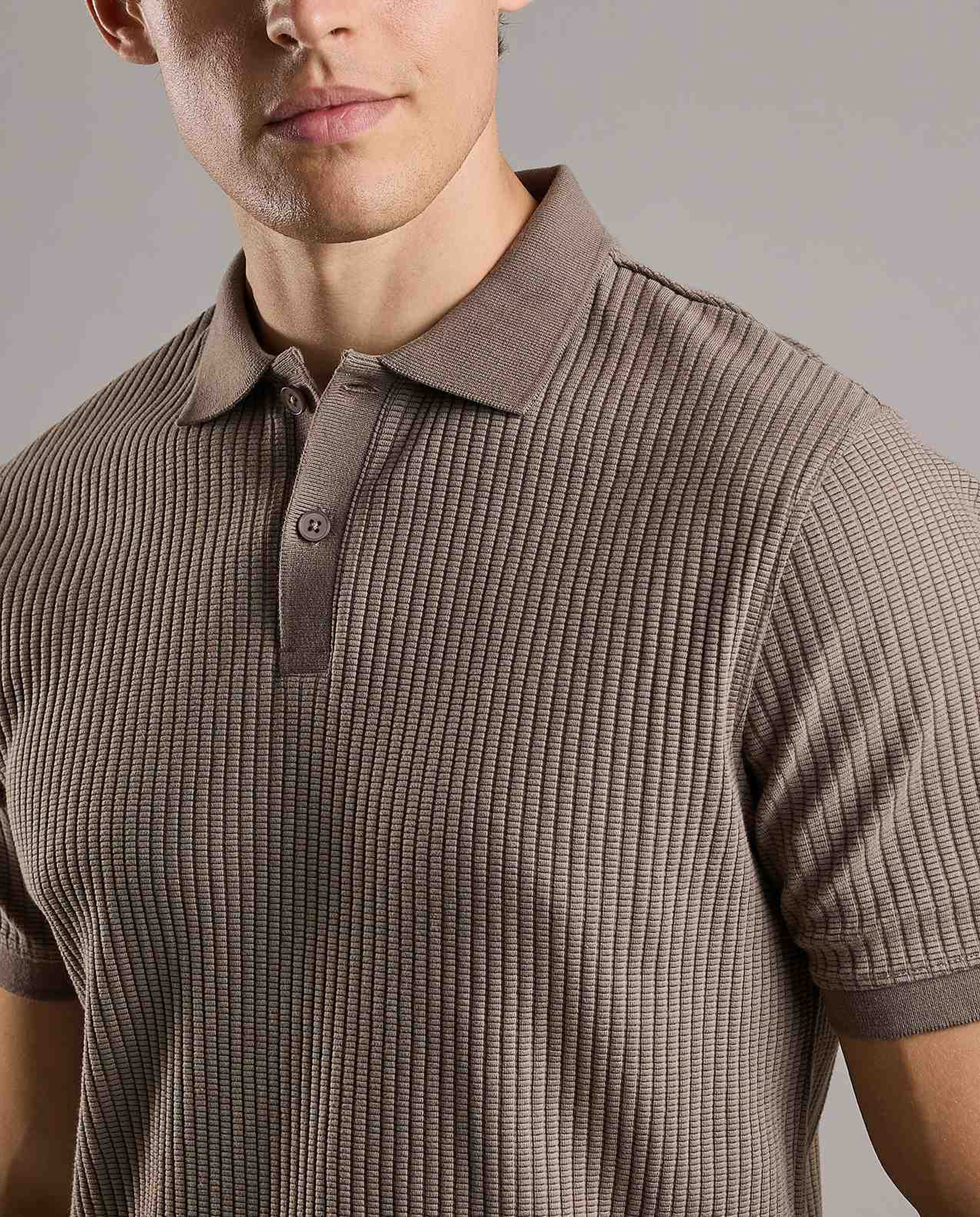 Textured Polo T-Shirt with Short Sleeves