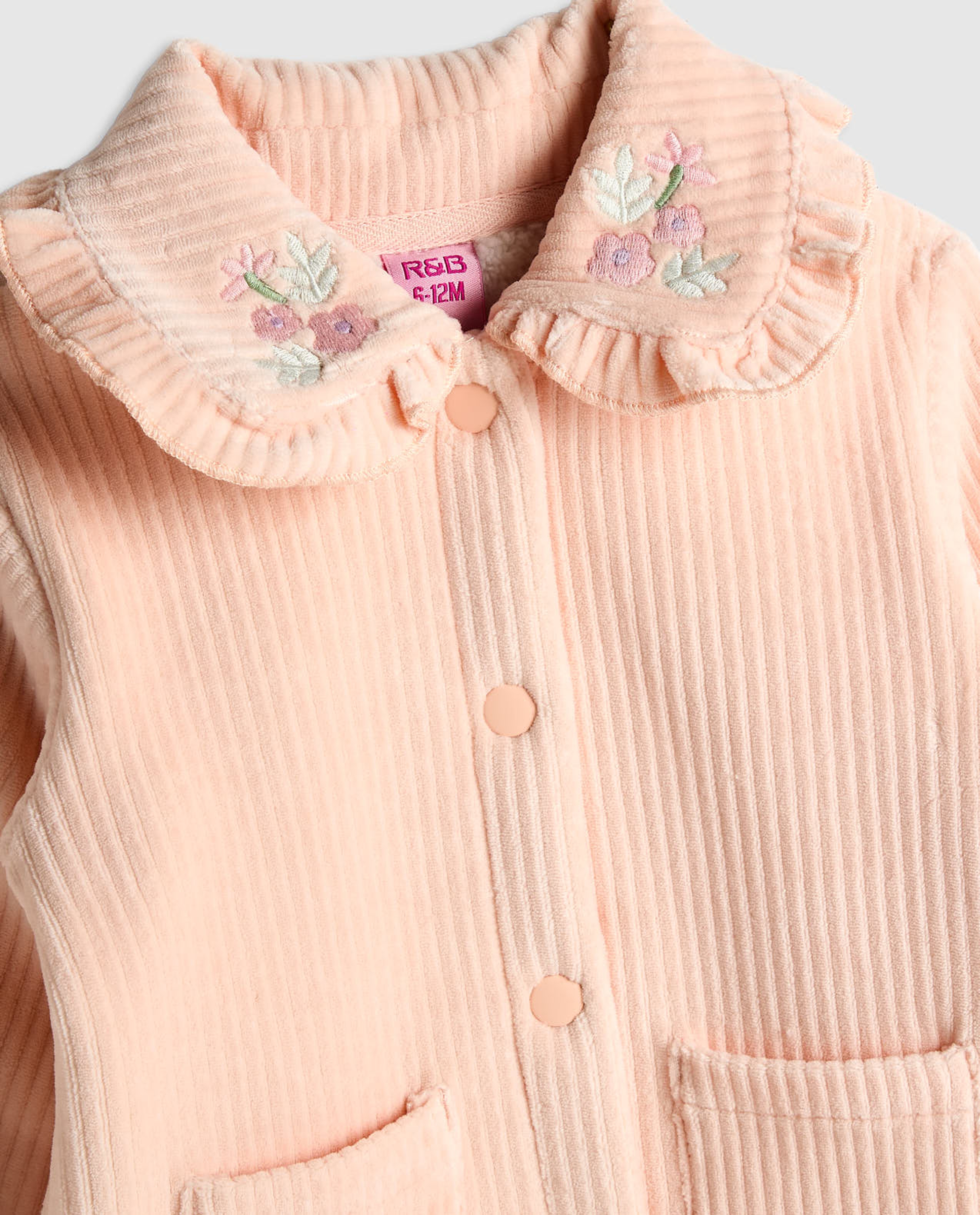 Textured Collared Jacket with Button Closure