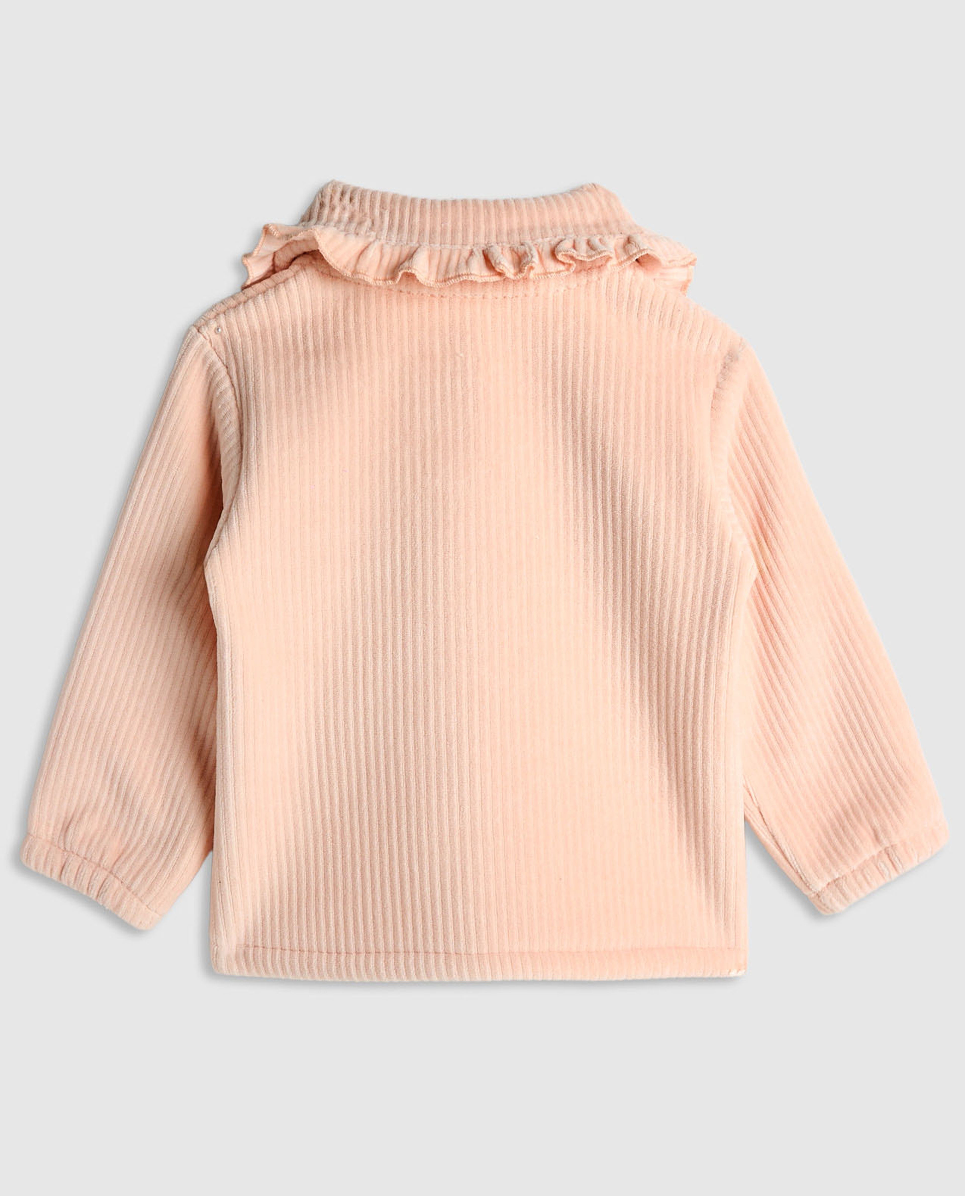 Textured Collared Jacket with Button Closure