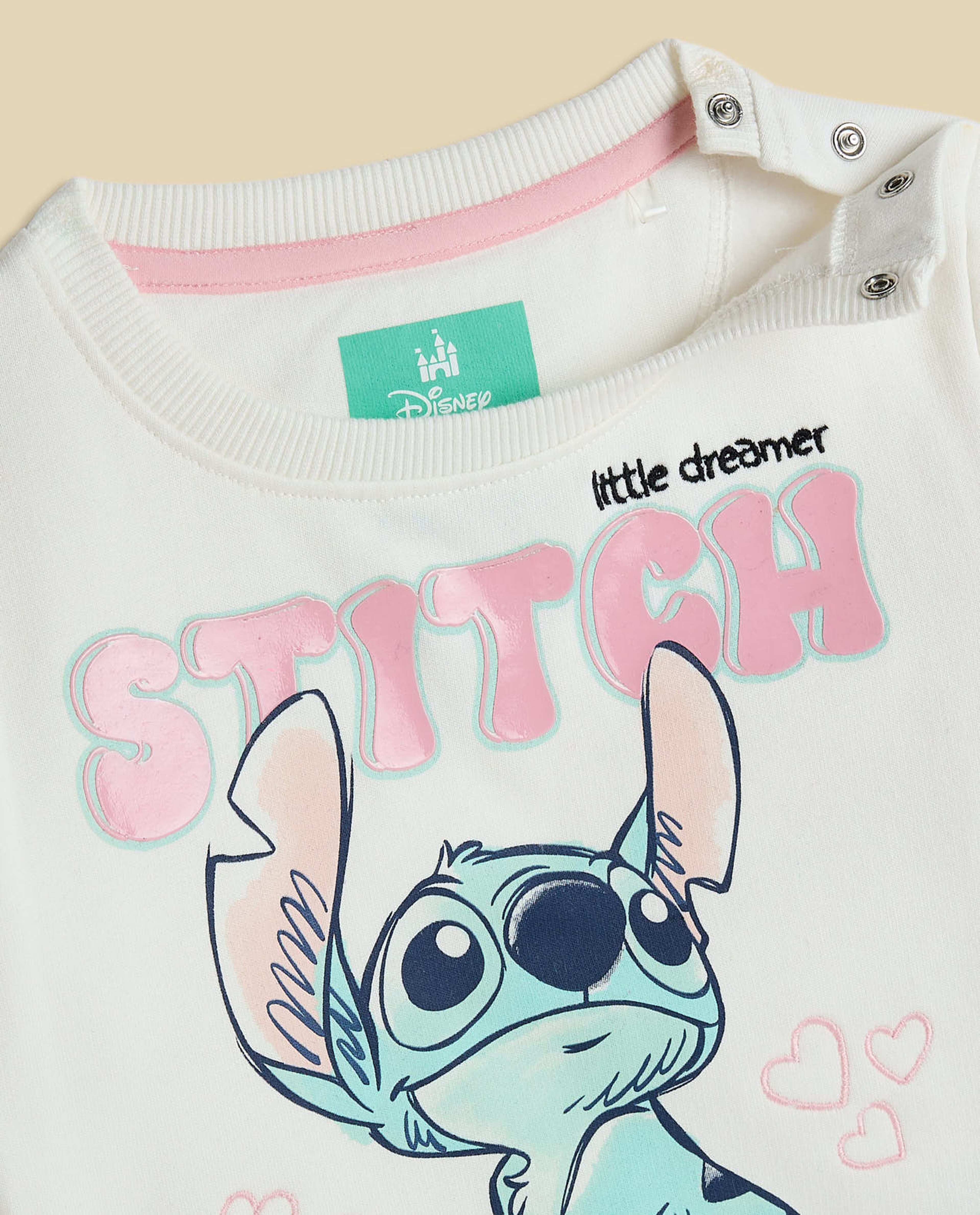 Stitch Print Sweatshirt with Crew Neck and Long Sleeves