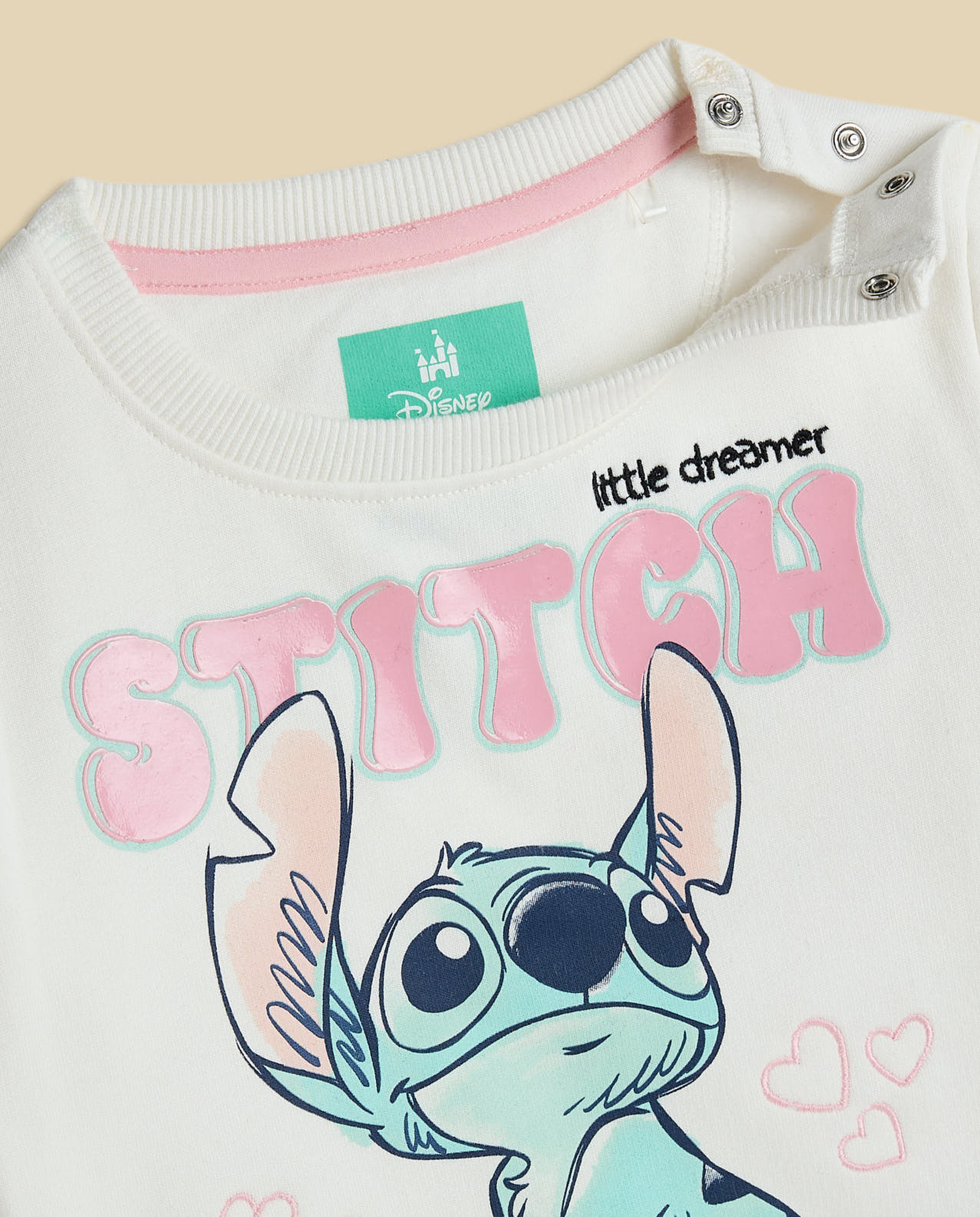 Stitch Print Sweatshirt with Crew Neck and Long Sleeves