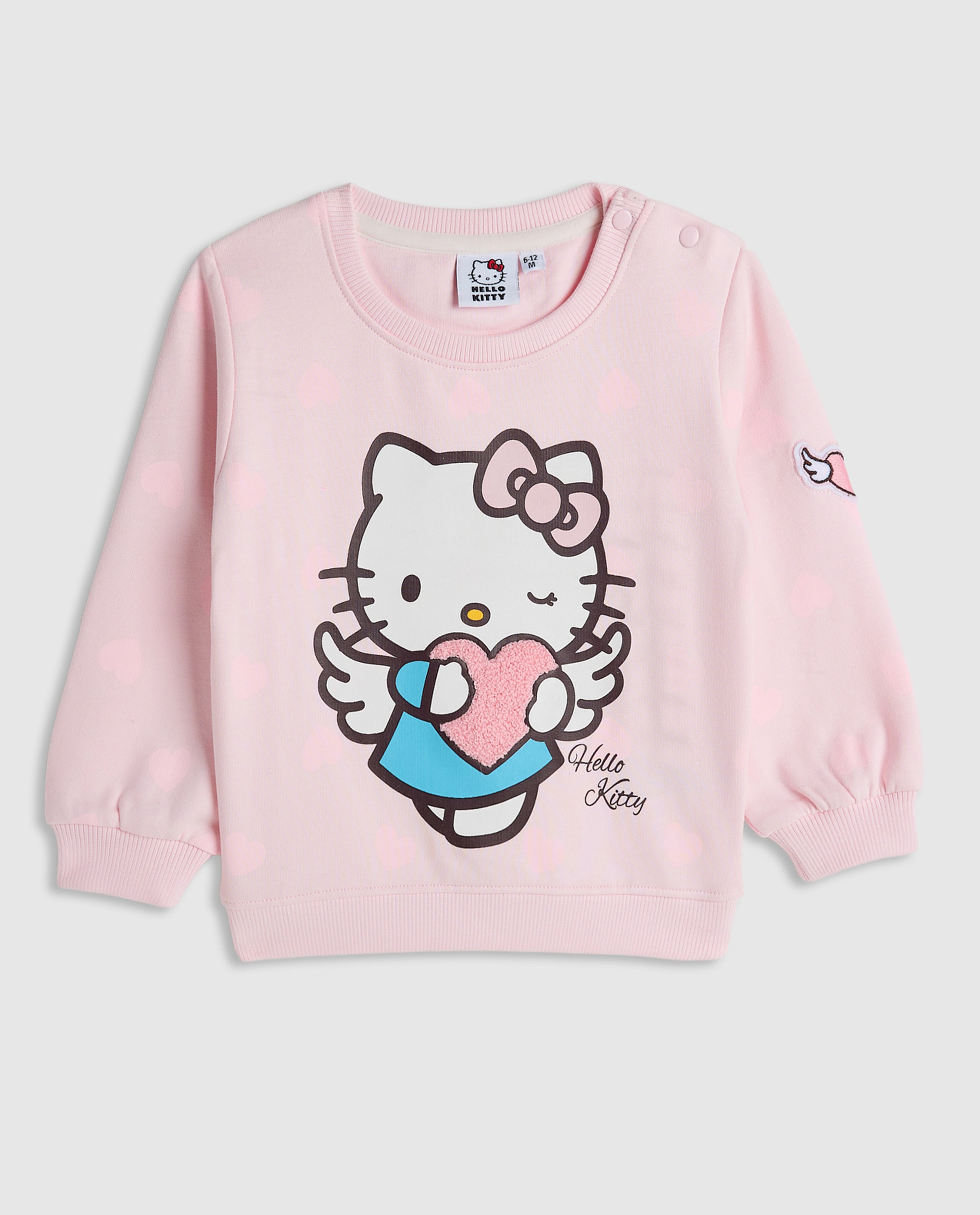 Hello Kitty Print Sweatshirt with Crew Neck and Long Sleeves