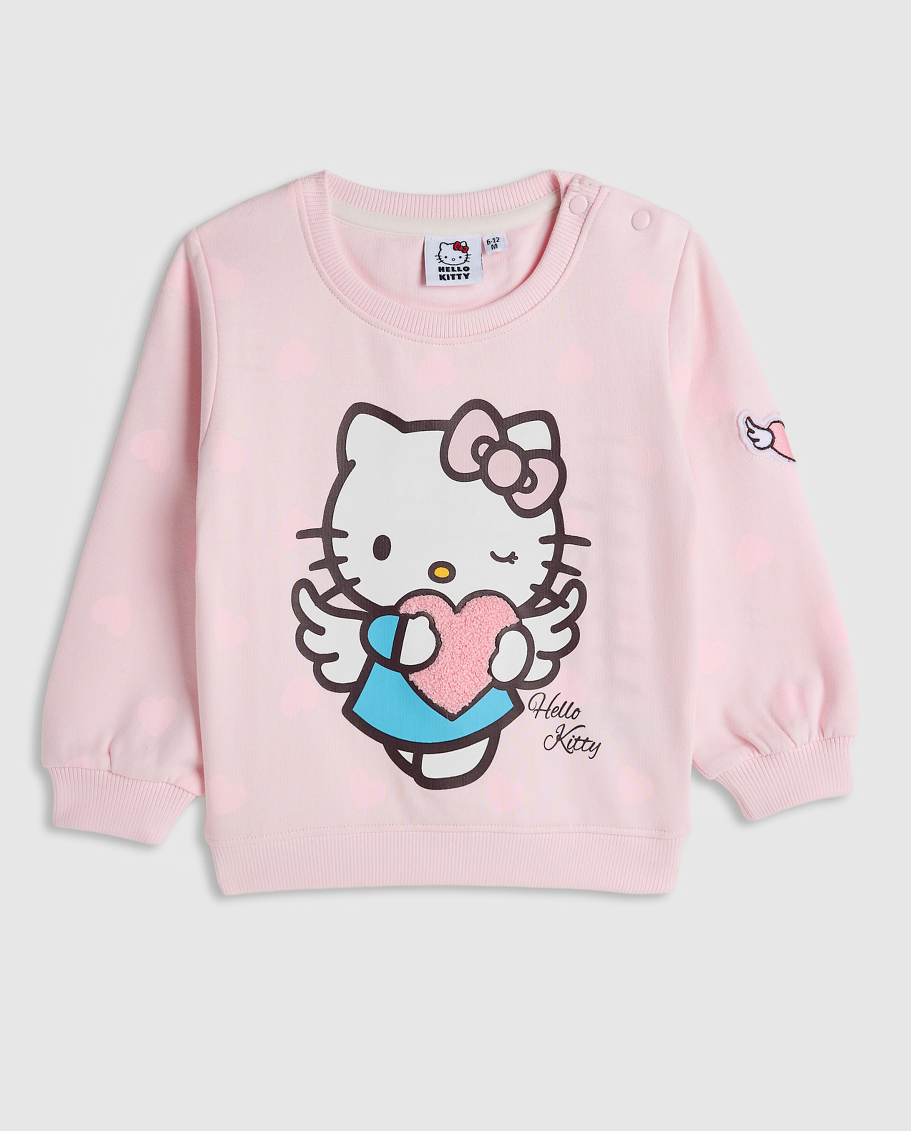 Hello Kitty Print Sweatshirt with Crew Neck and Long Sleeves