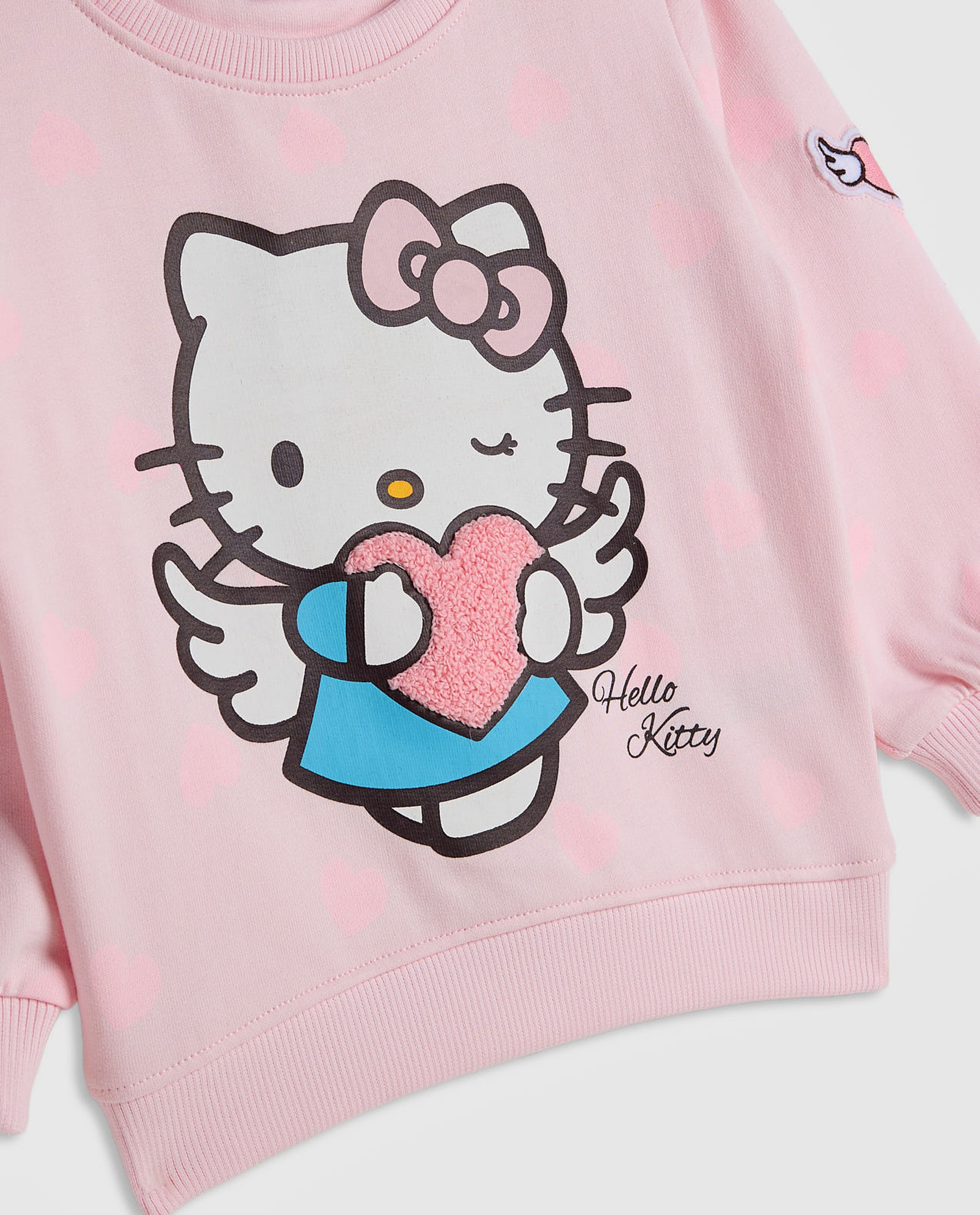 Hello Kitty Print Sweatshirt with Crew Neck and Long Sleeves