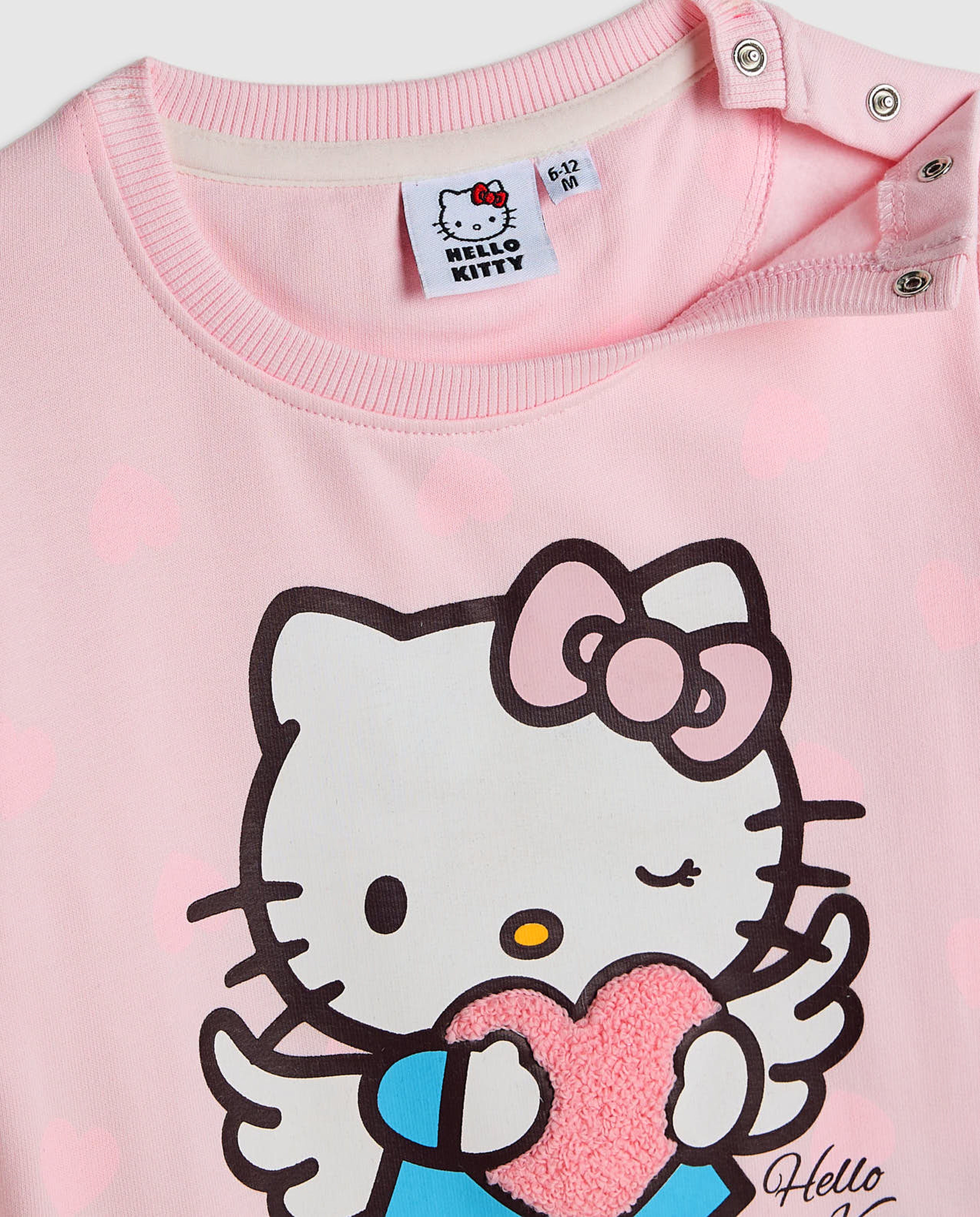 Hello Kitty Print Sweatshirt with Crew Neck and Long Sleeves
