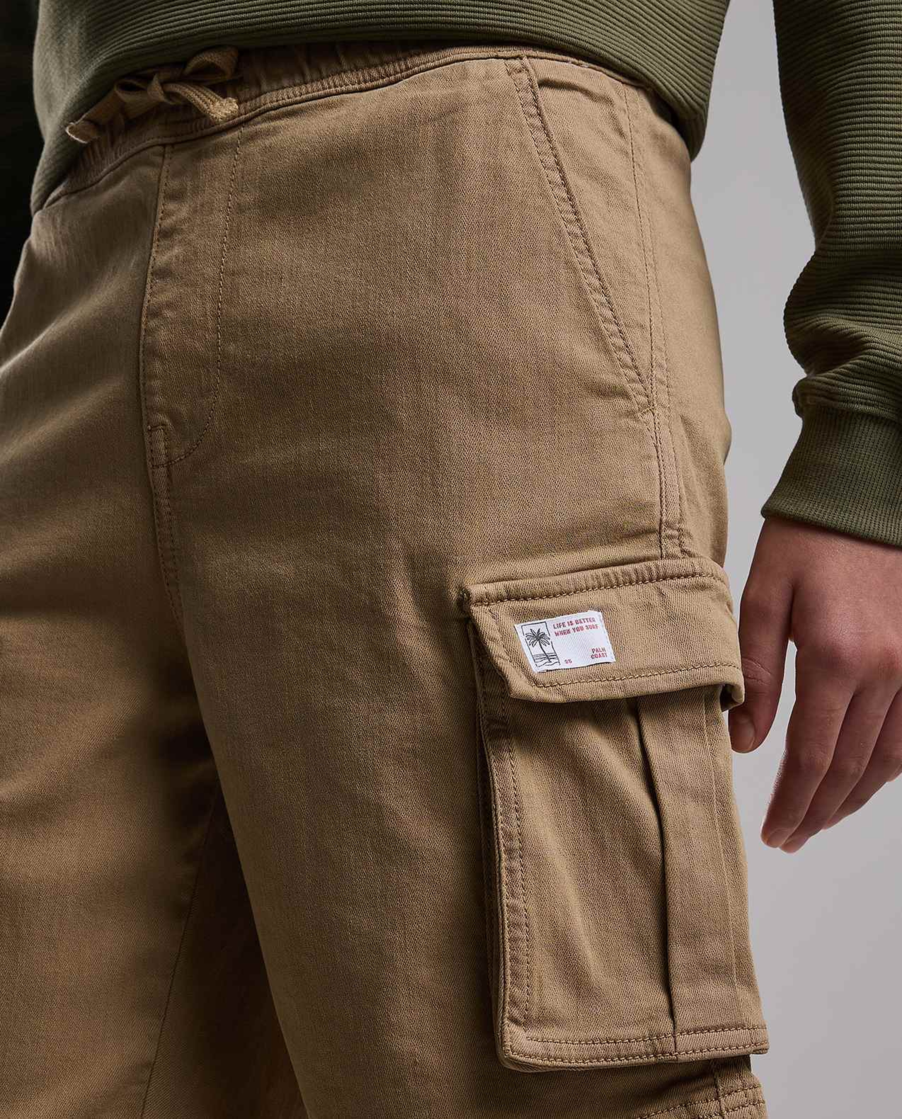 Solid Cargo Shorts with Button Closure