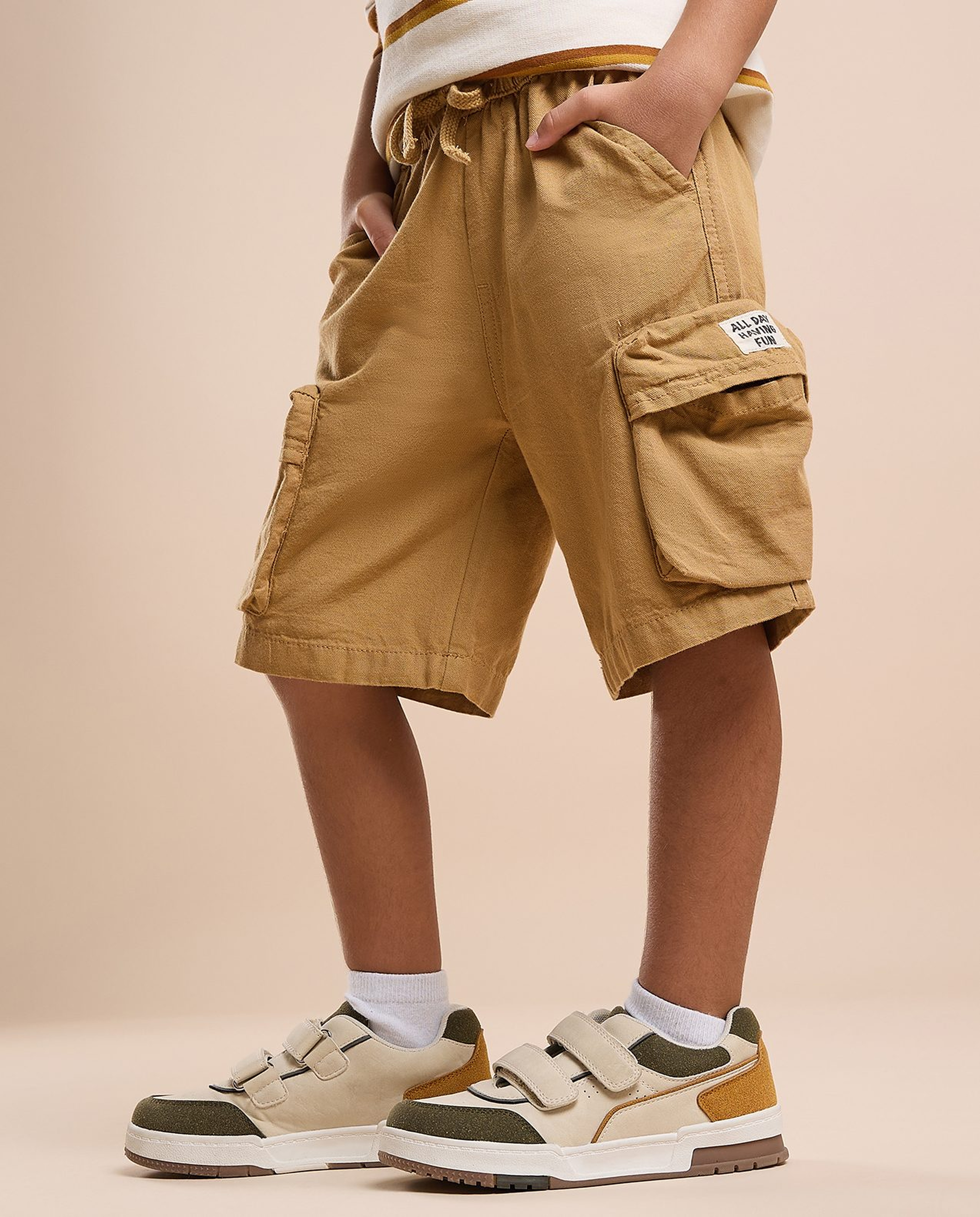 Textured Shorts with Drawstring Waist