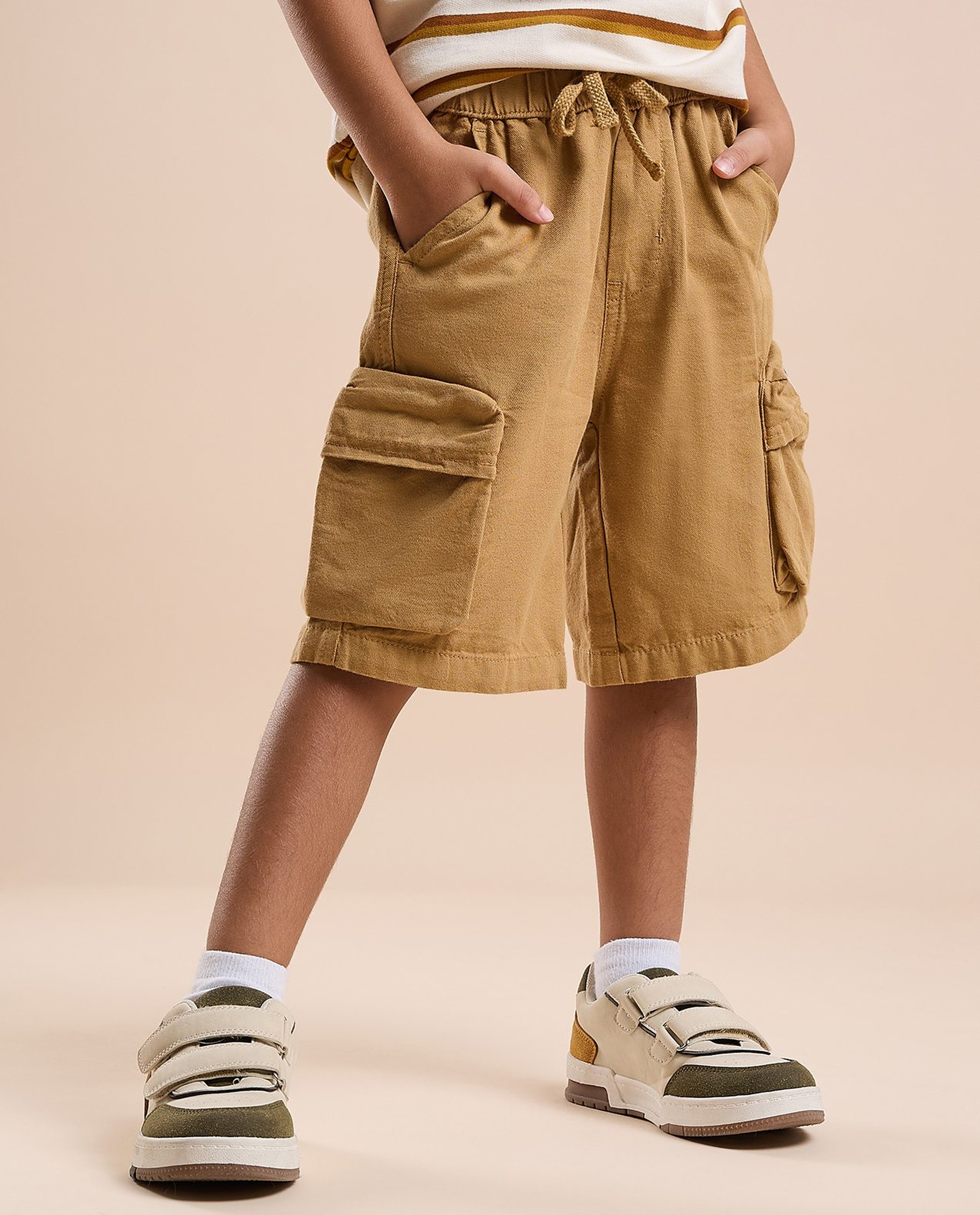 Textured Shorts with Drawstring Waist