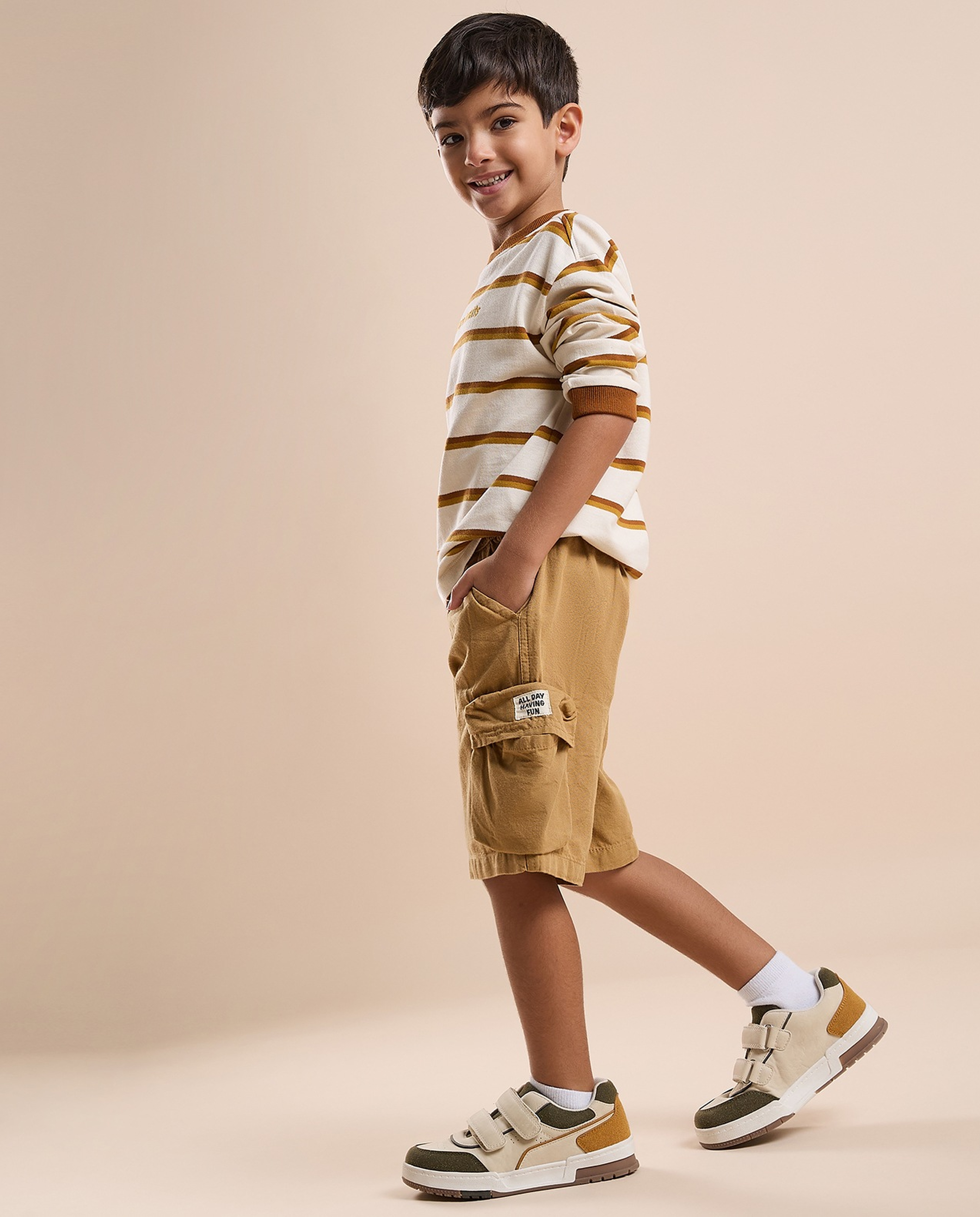 Textured Shorts with Drawstring Waist