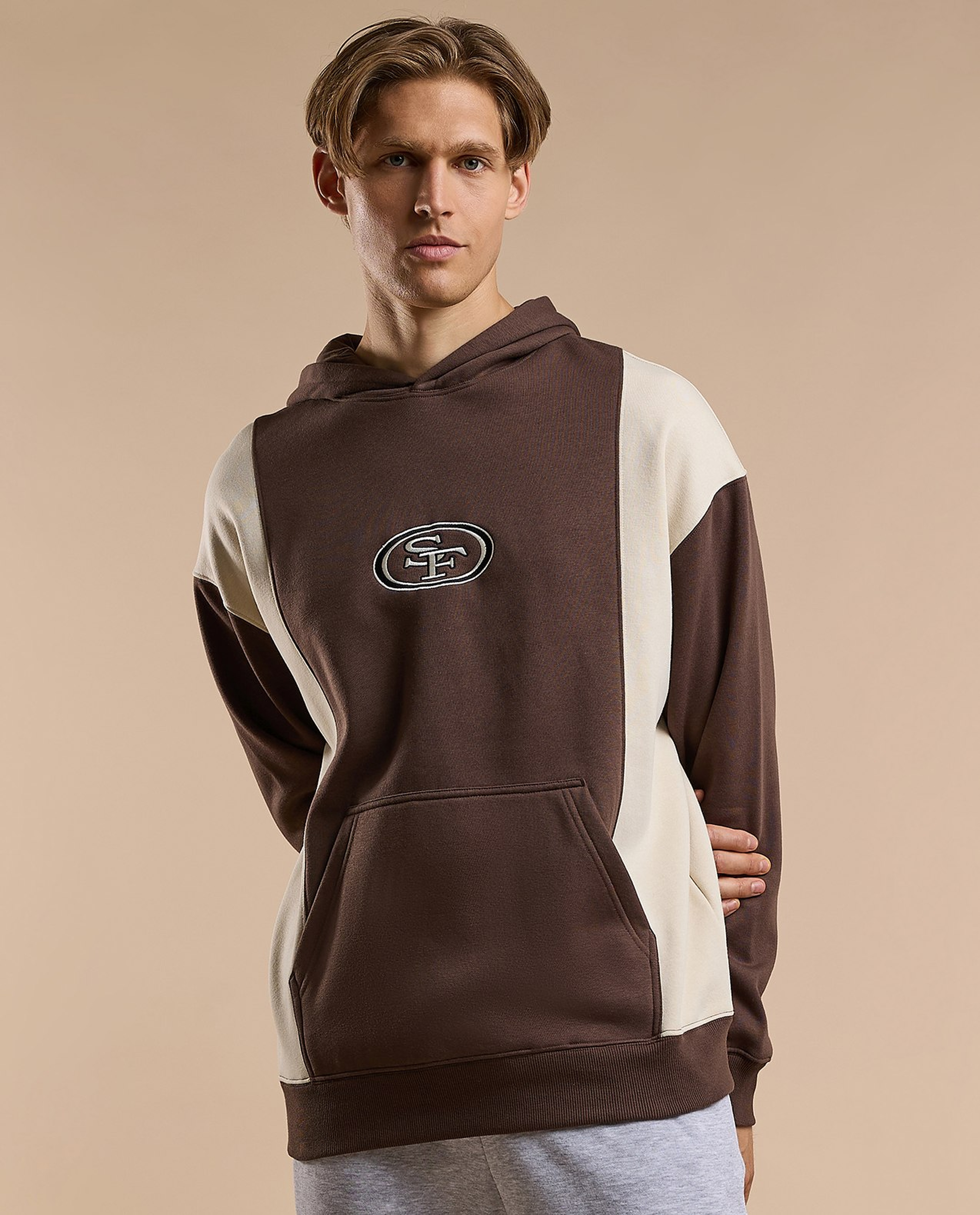 Color Block Hoodie with Long Sleeves