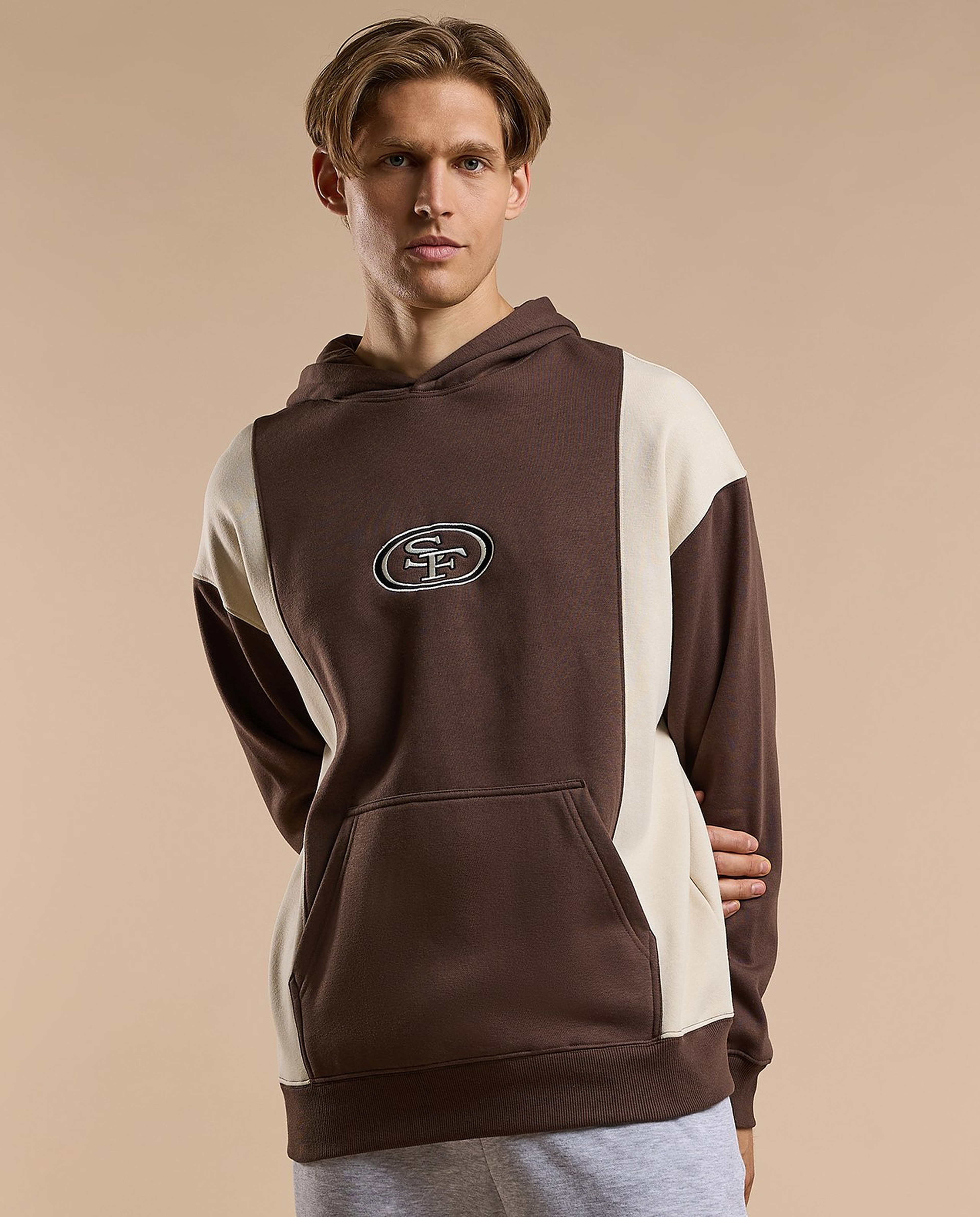 Color Block Hoodie with Long Sleeves