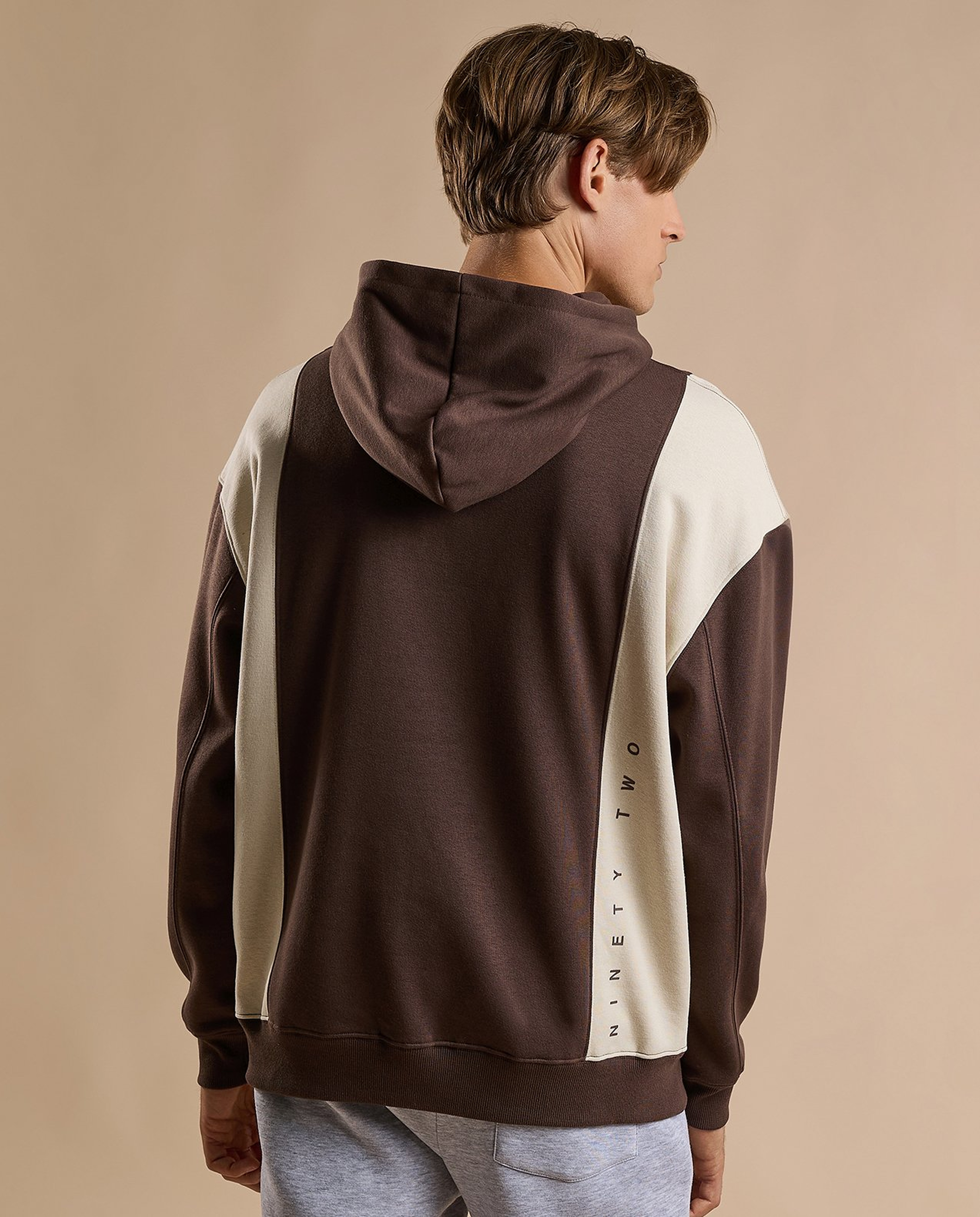 Color Block Hoodie with Long Sleeves