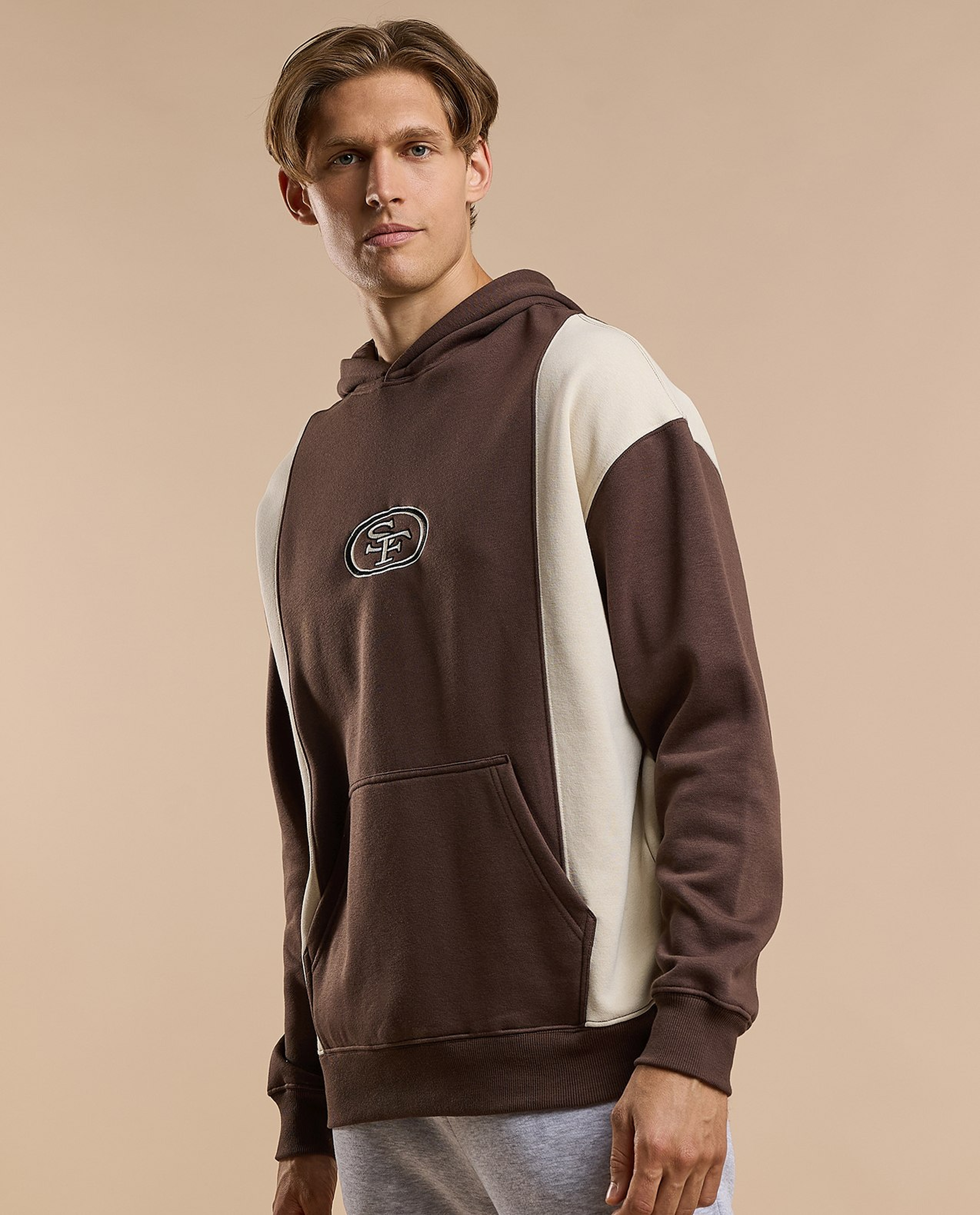 Color Block Hoodie with Long Sleeves