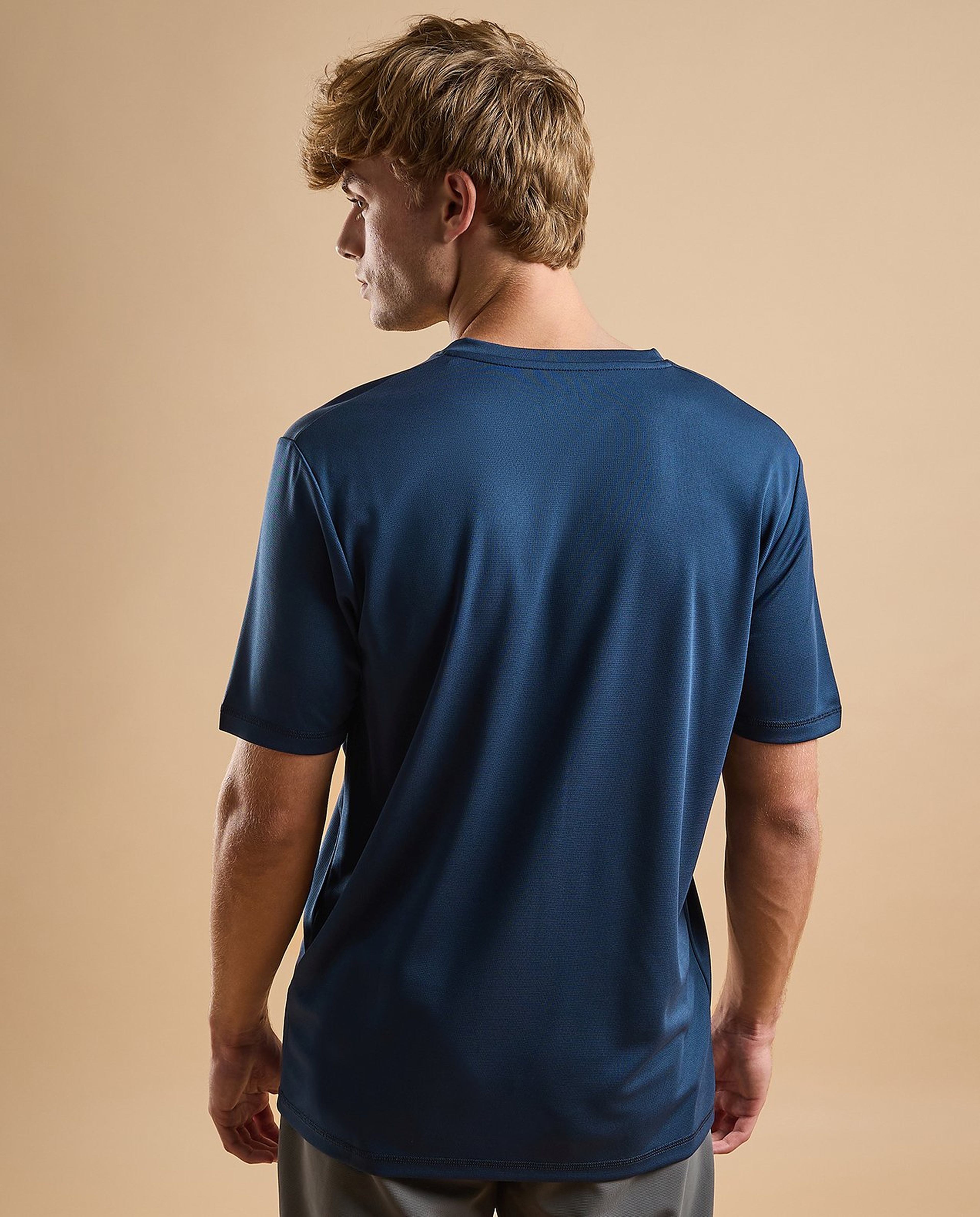 Typography Active T-Shirt with Crew Neck and Short Sleeves