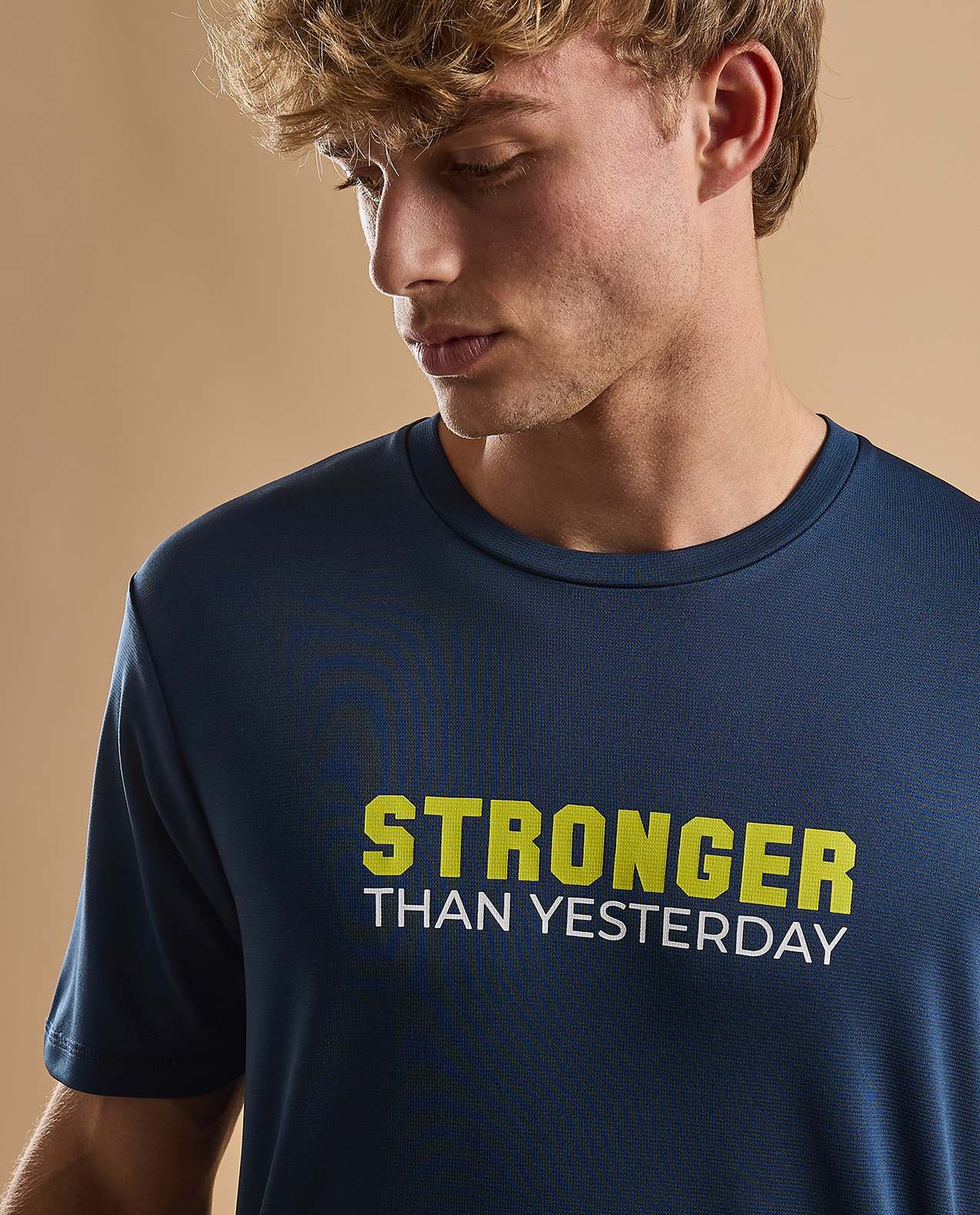 Typography Active T-Shirt with Crew Neck and Short Sleeves