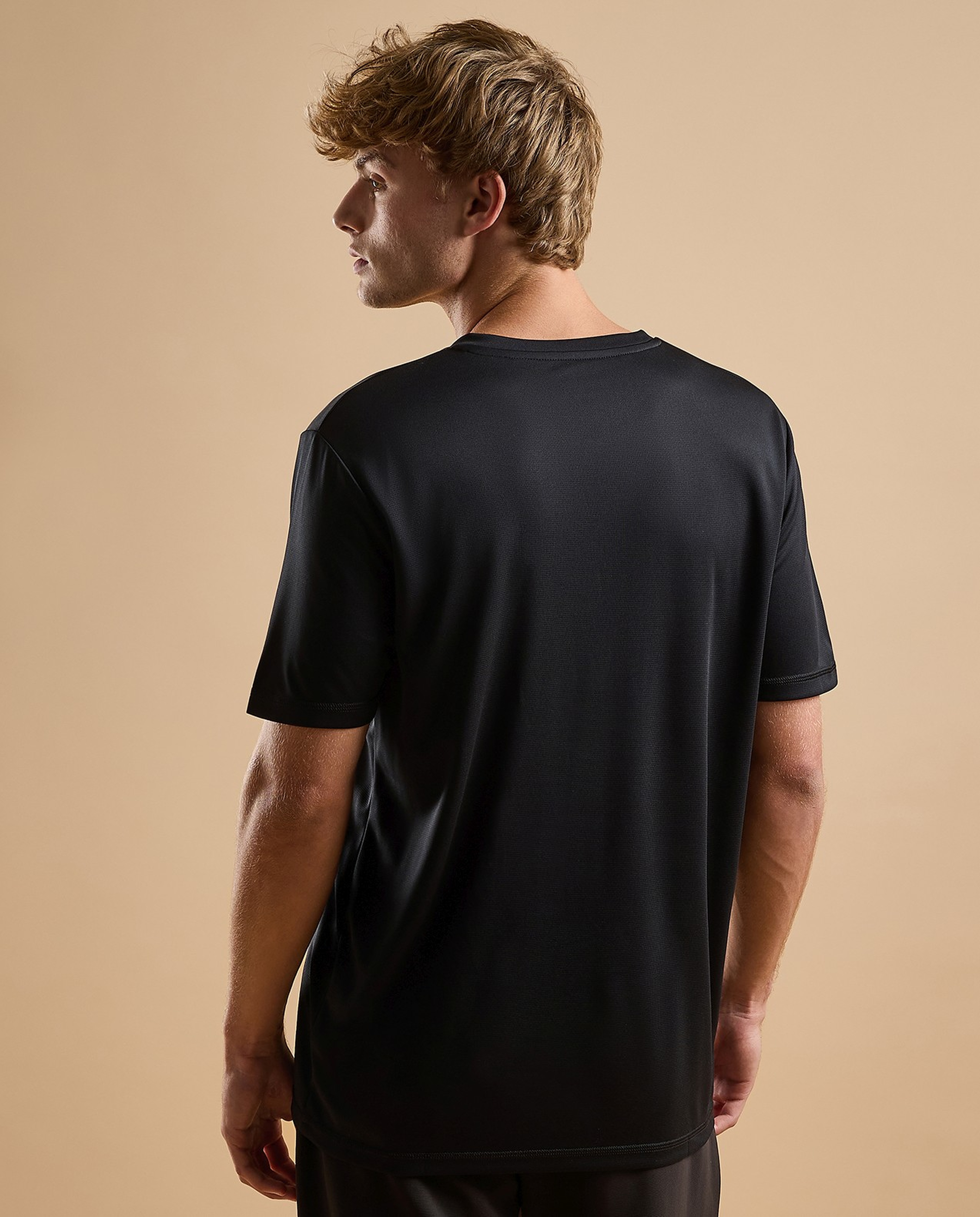 Typography Active T-Shirt with Crew Neck and Short Sleeves