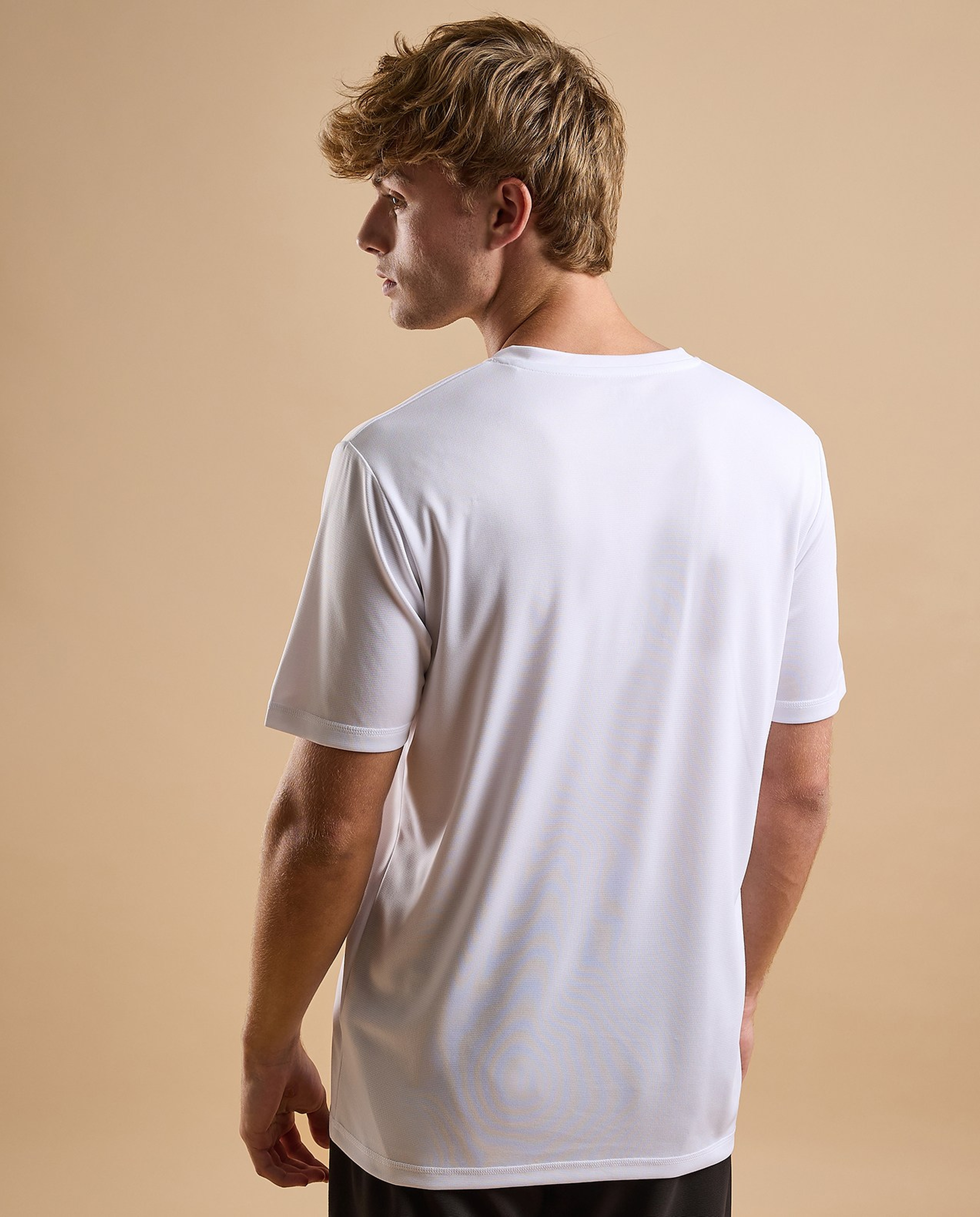 Typography Active T-Shirt with Crew Neck and Short Sleeves