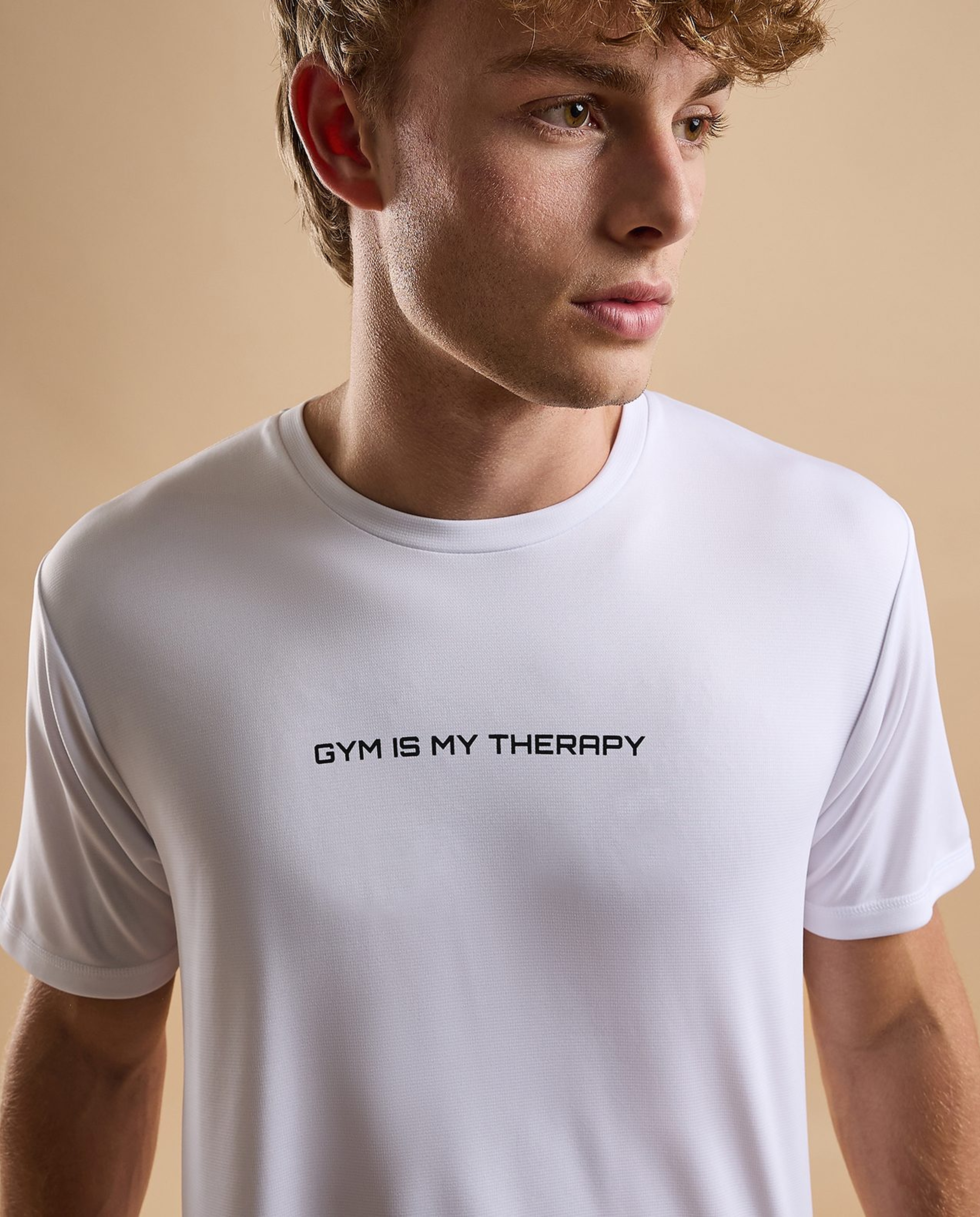 Typography Active T-Shirt with Crew Neck and Short Sleeves