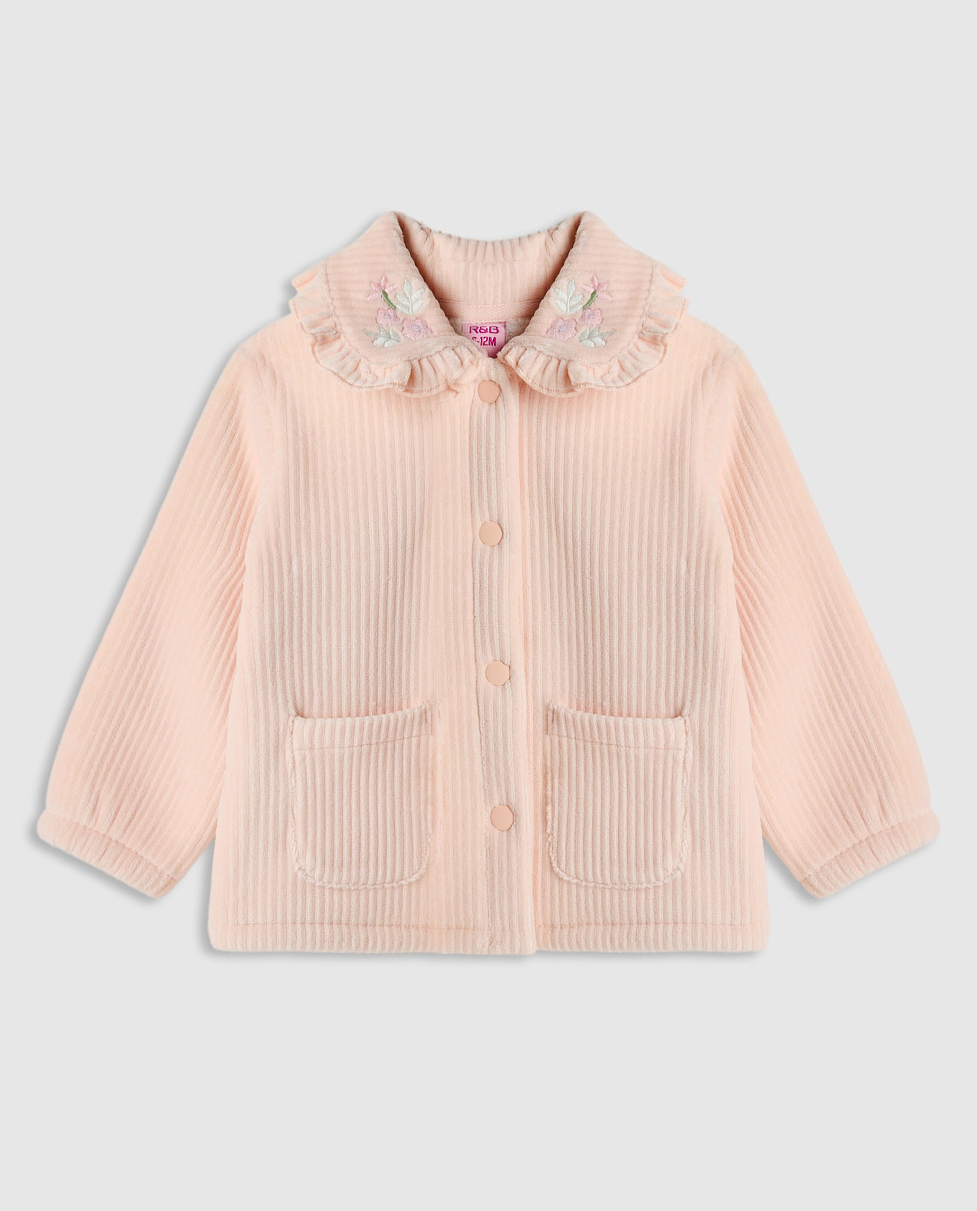 Textured Collared Jacket with Button Closure