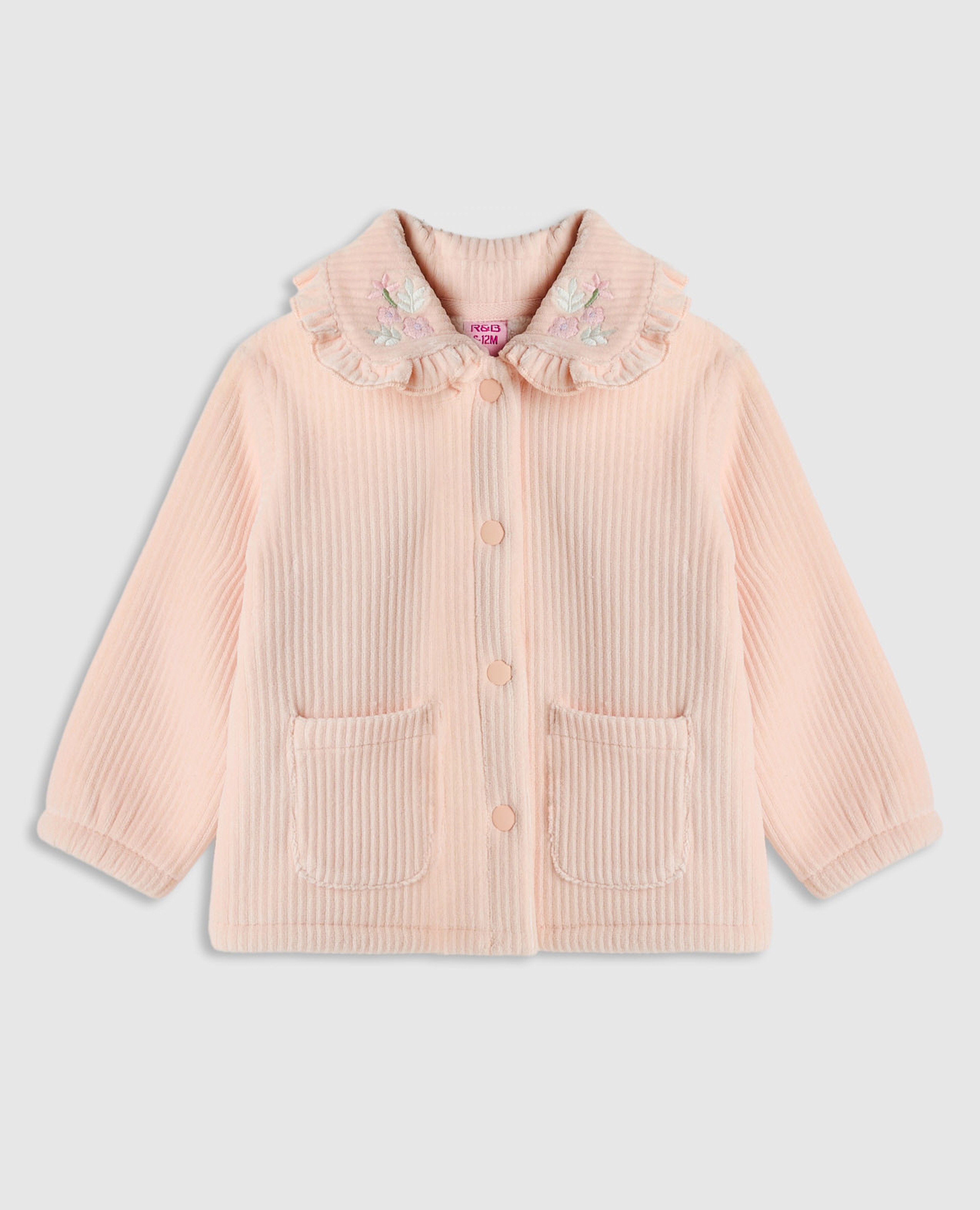 Textured Collared Jacket with Button Closure