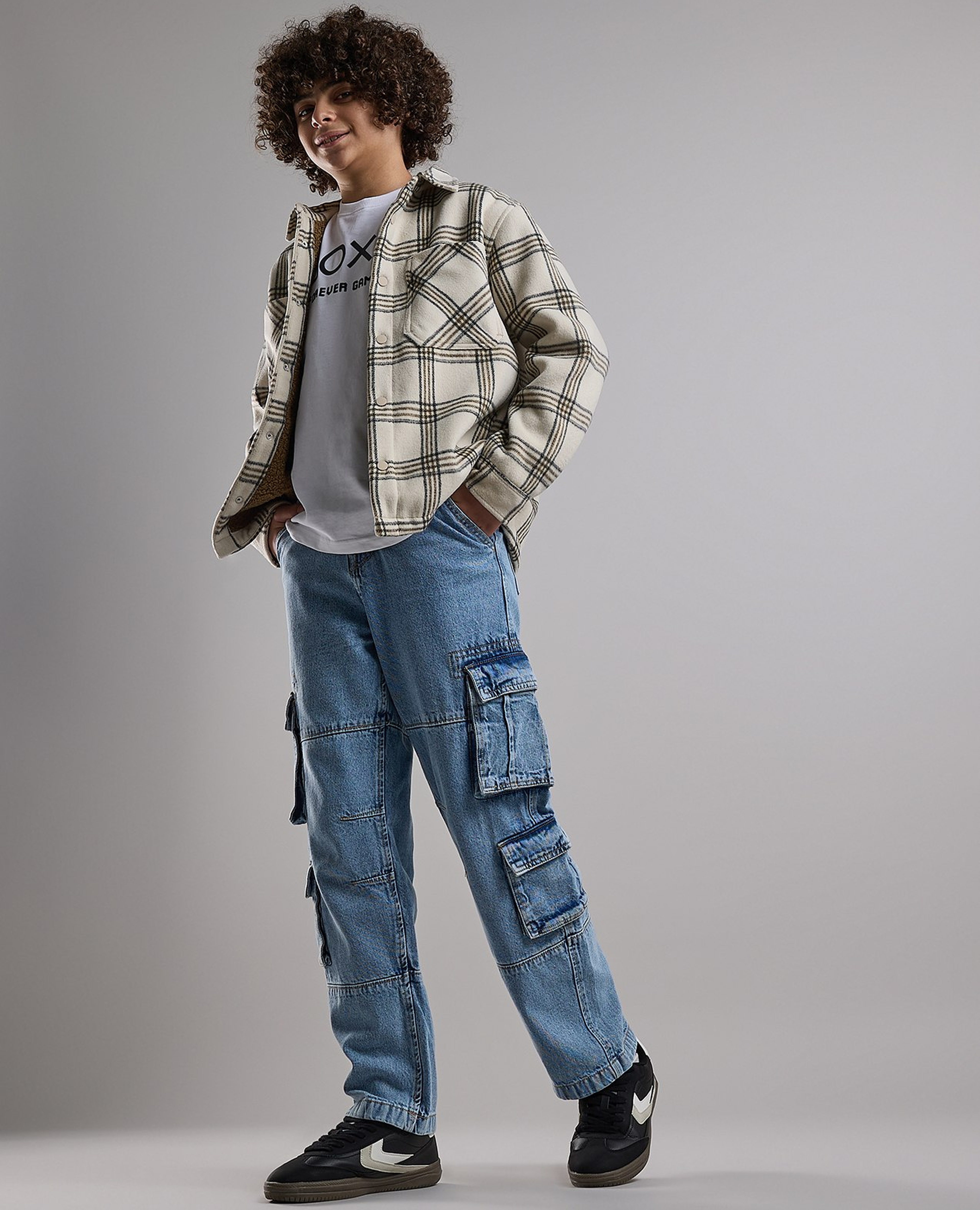 بنطال جينز كارغو مبطن