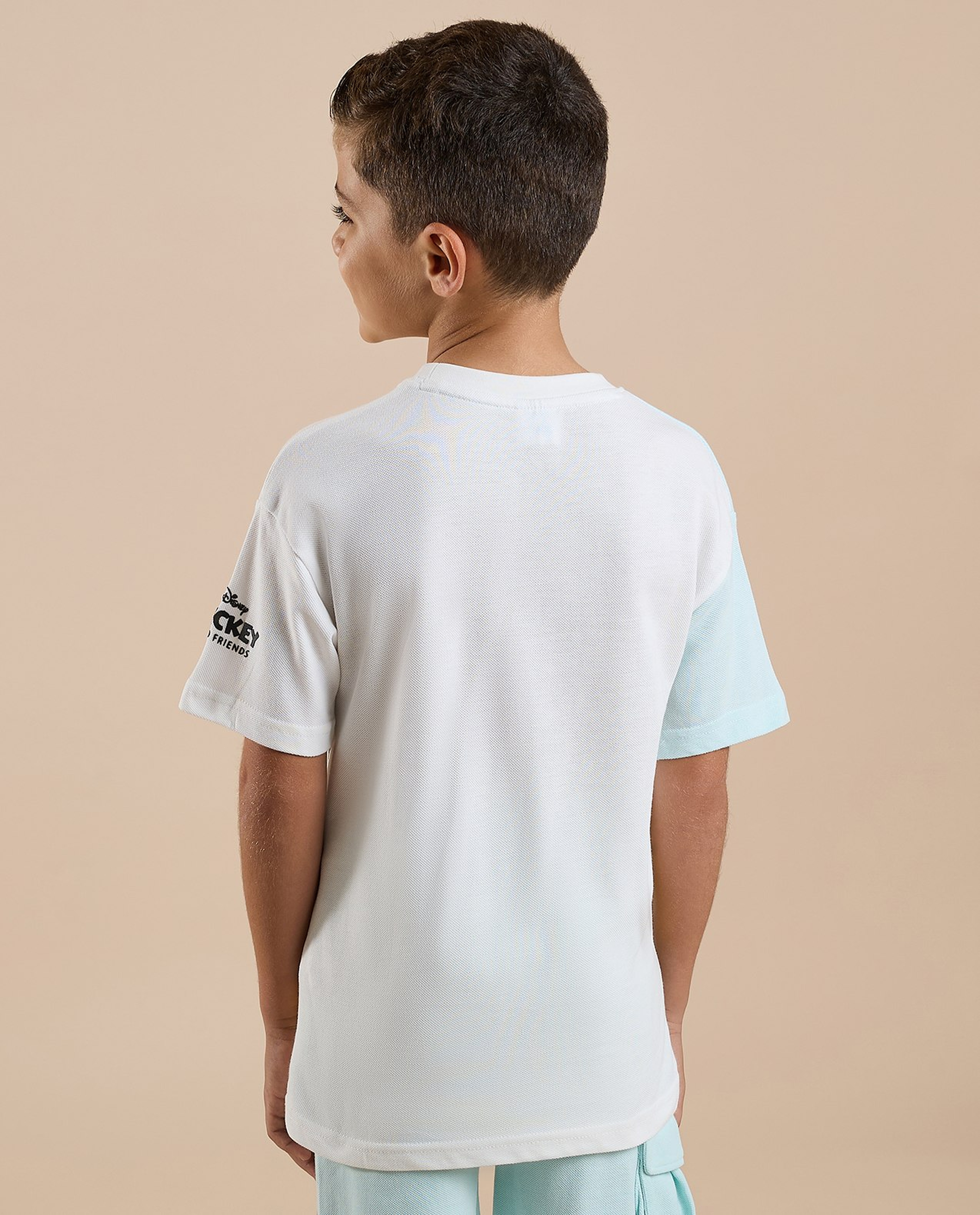 Mickey Mouse Print T-Shirt with Crew Neck and Short Sleeves