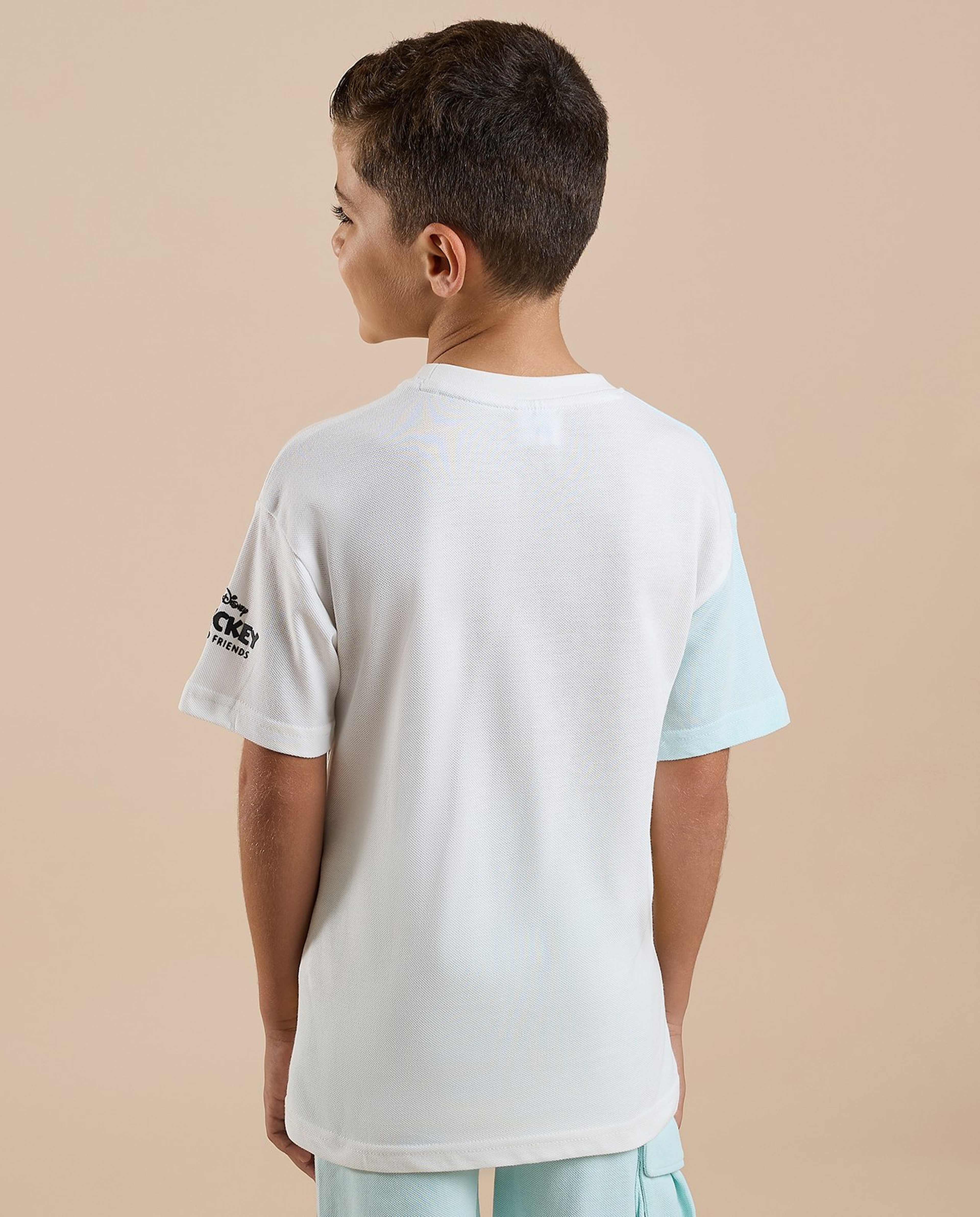 Mickey Mouse Print T-Shirt with Crew Neck and Short Sleeves