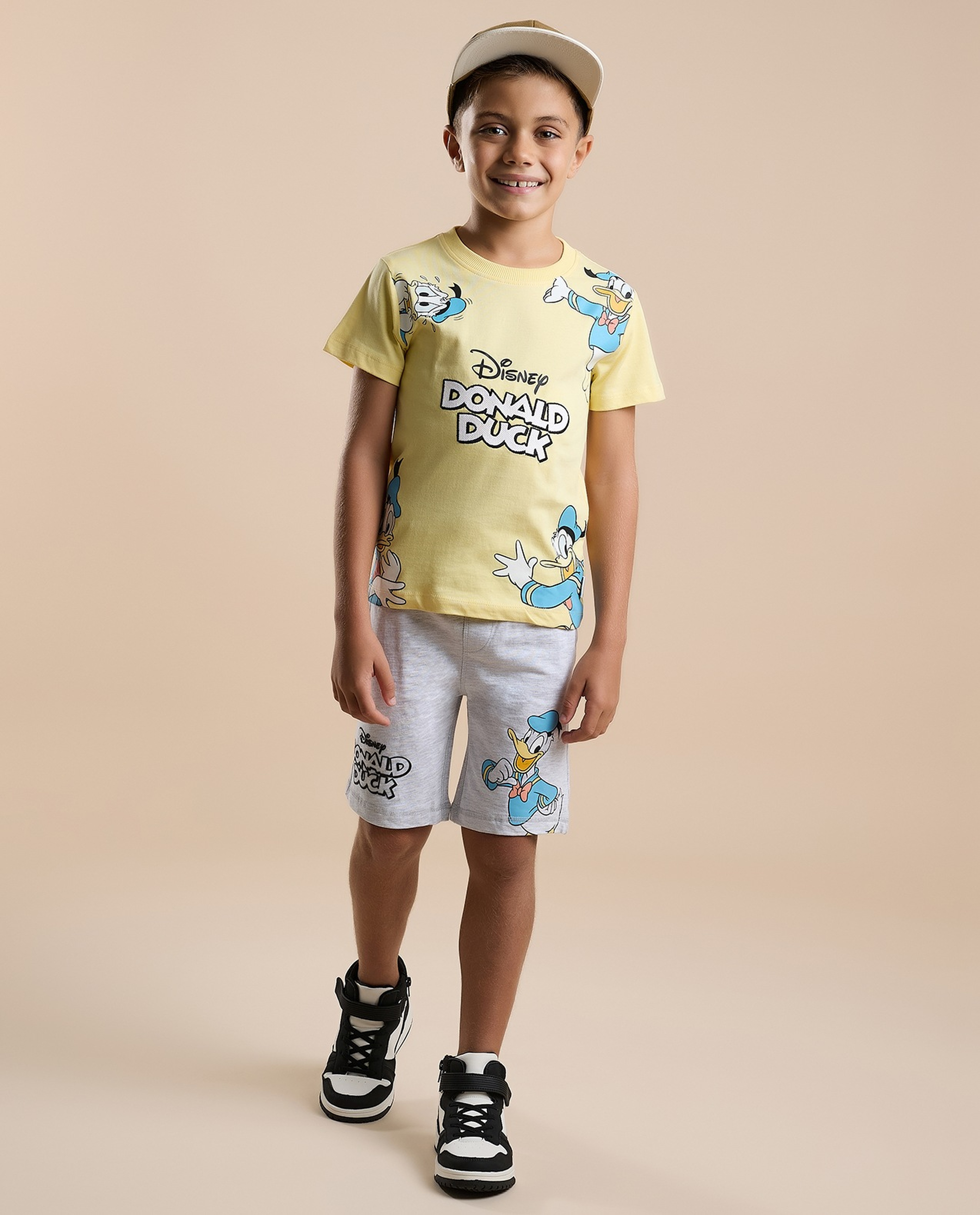 Donald Duck Print T-Shirt with Crew Neck and Short Sleeves