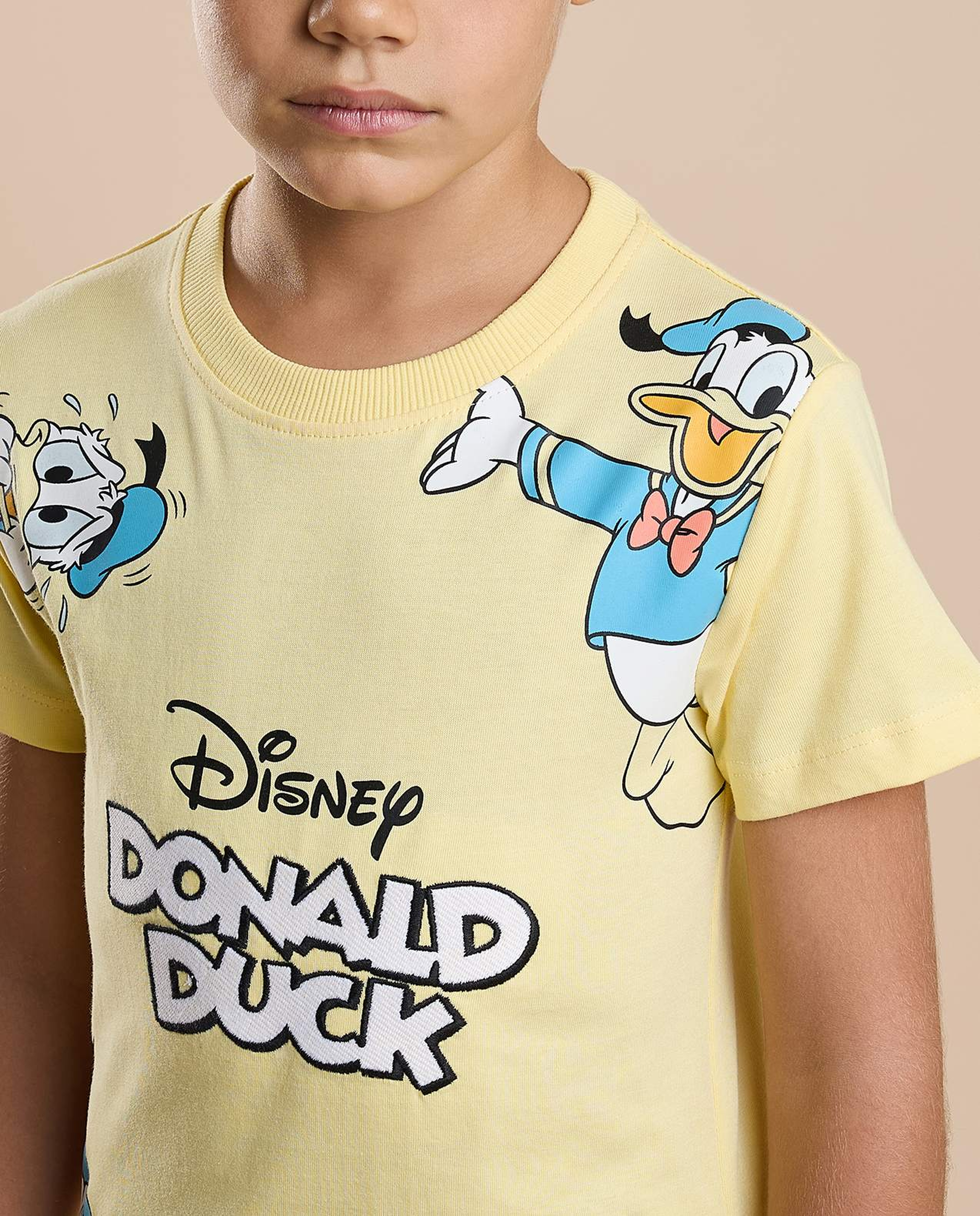 Donald Duck Print T-Shirt with Crew Neck and Short Sleeves