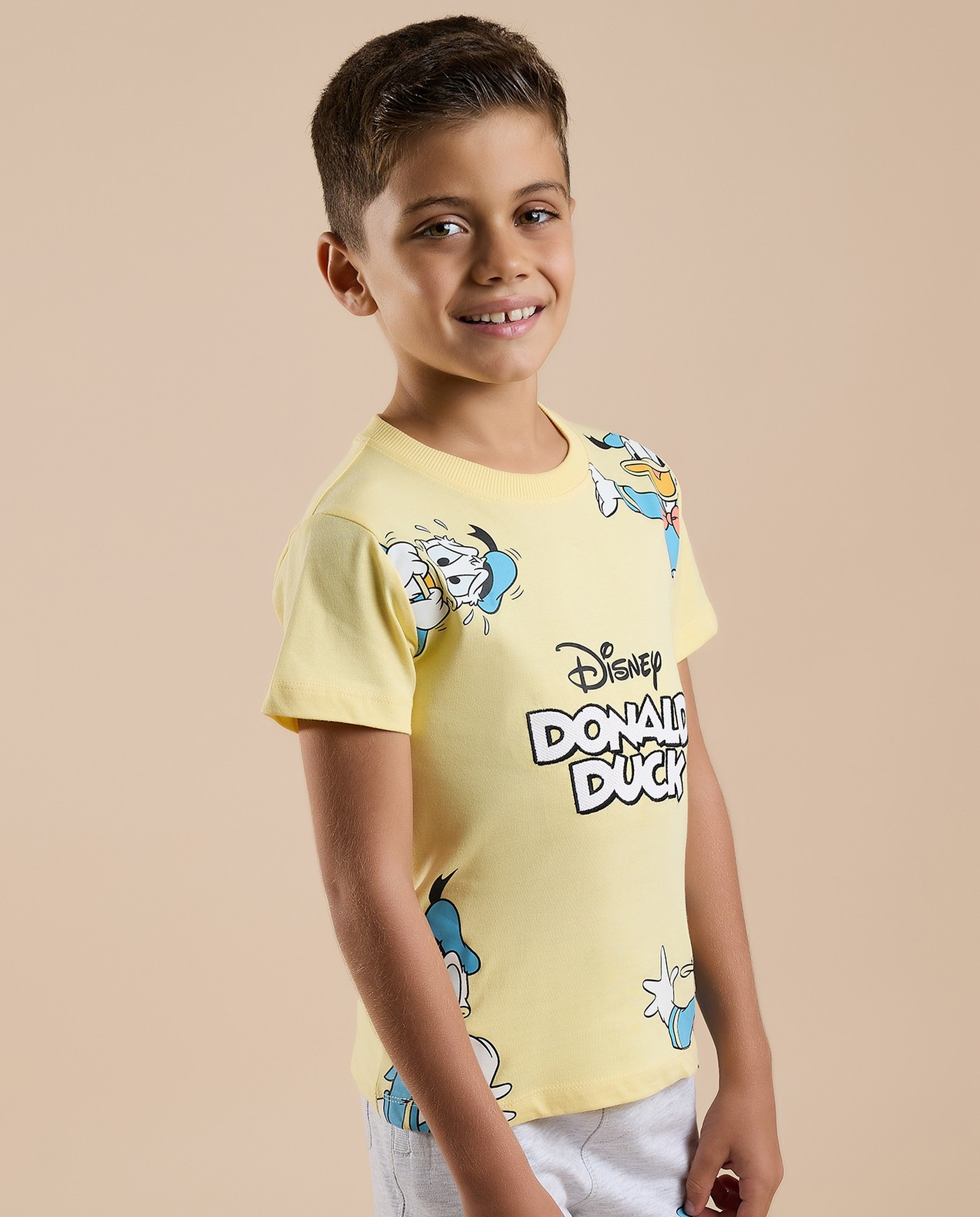 Donald Duck Print T-Shirt with Crew Neck and Short Sleeves