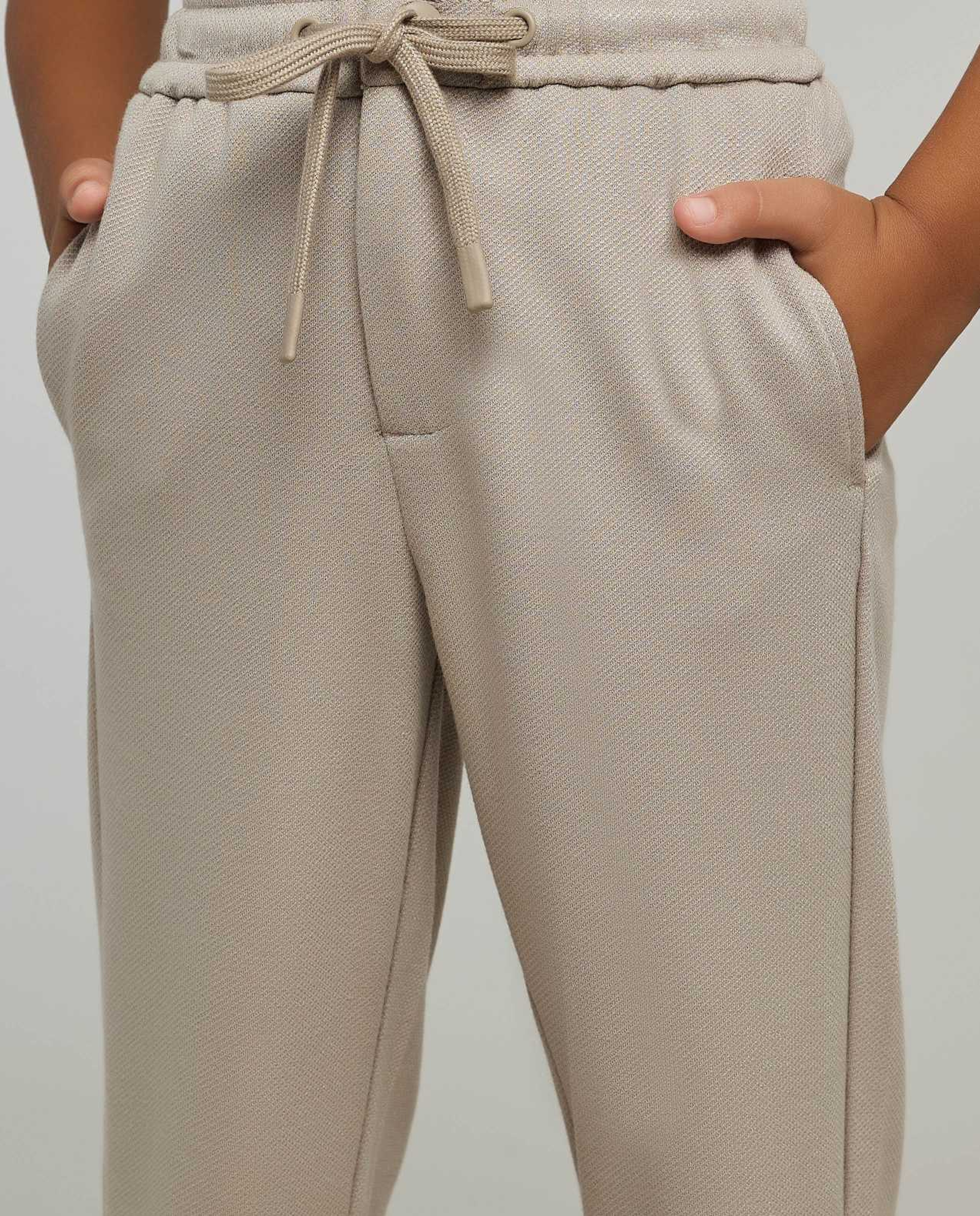 Textured Pants with Drawstring Waist