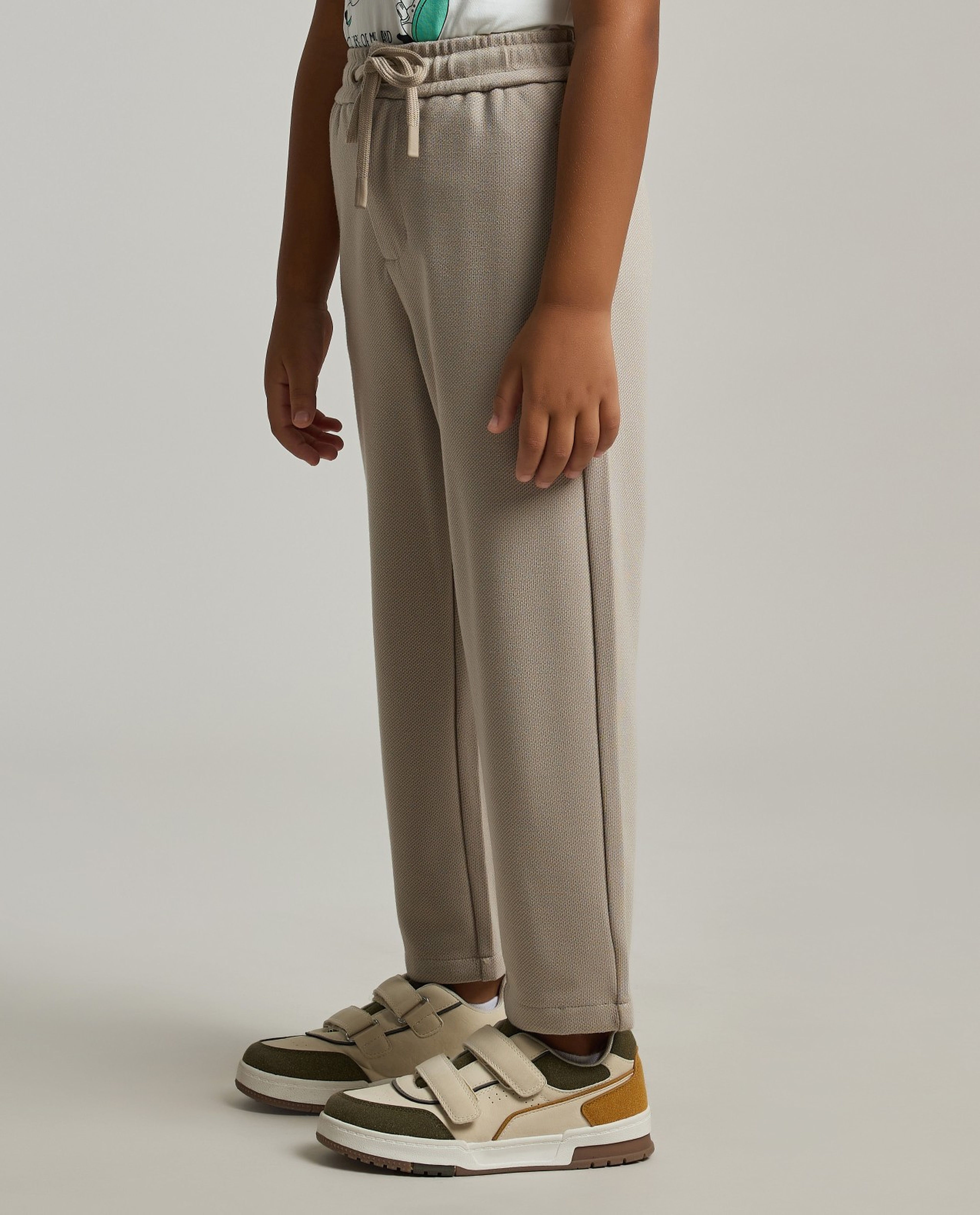 Textured Pants with Drawstring Waist