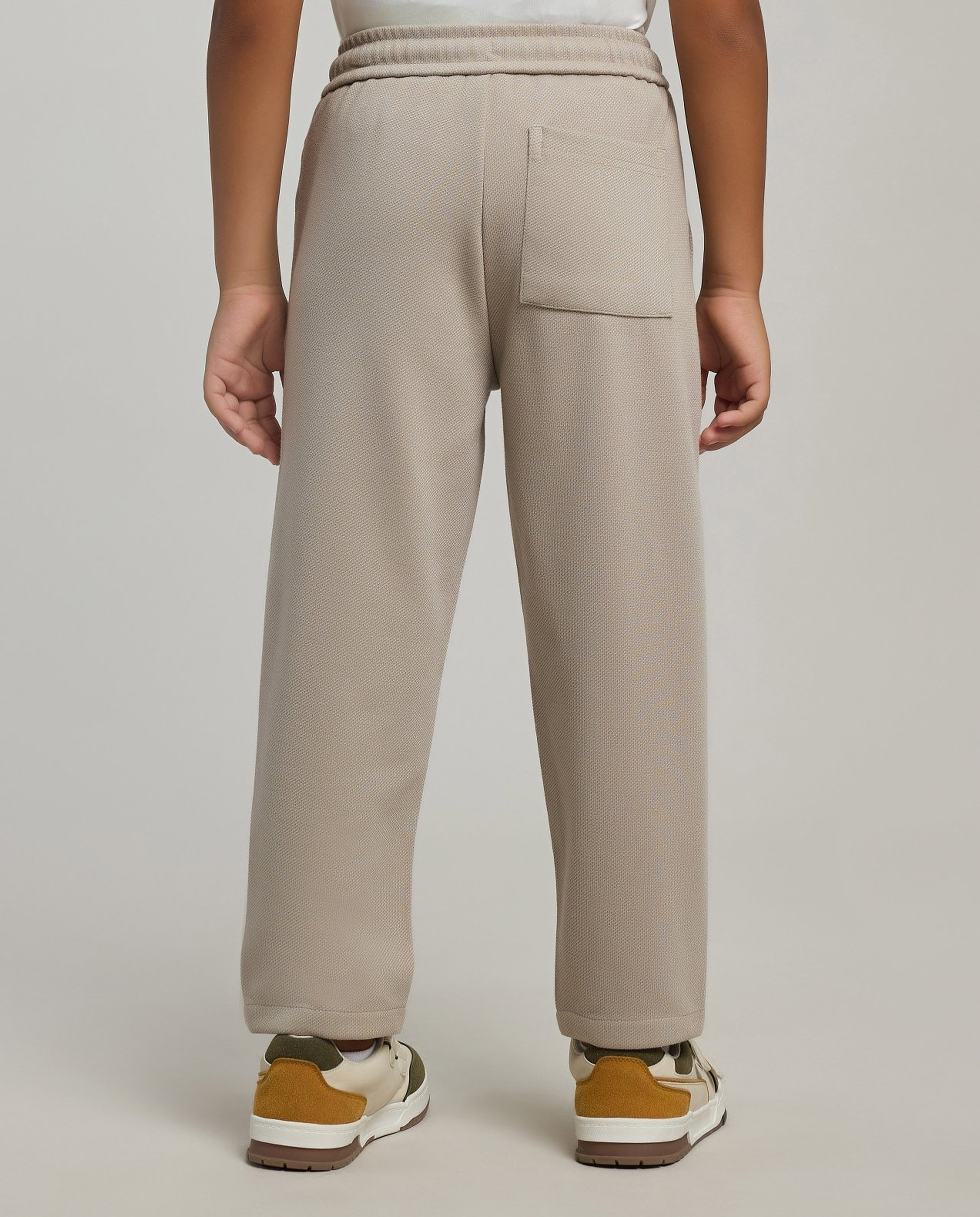 Textured Pants with Drawstring Waist