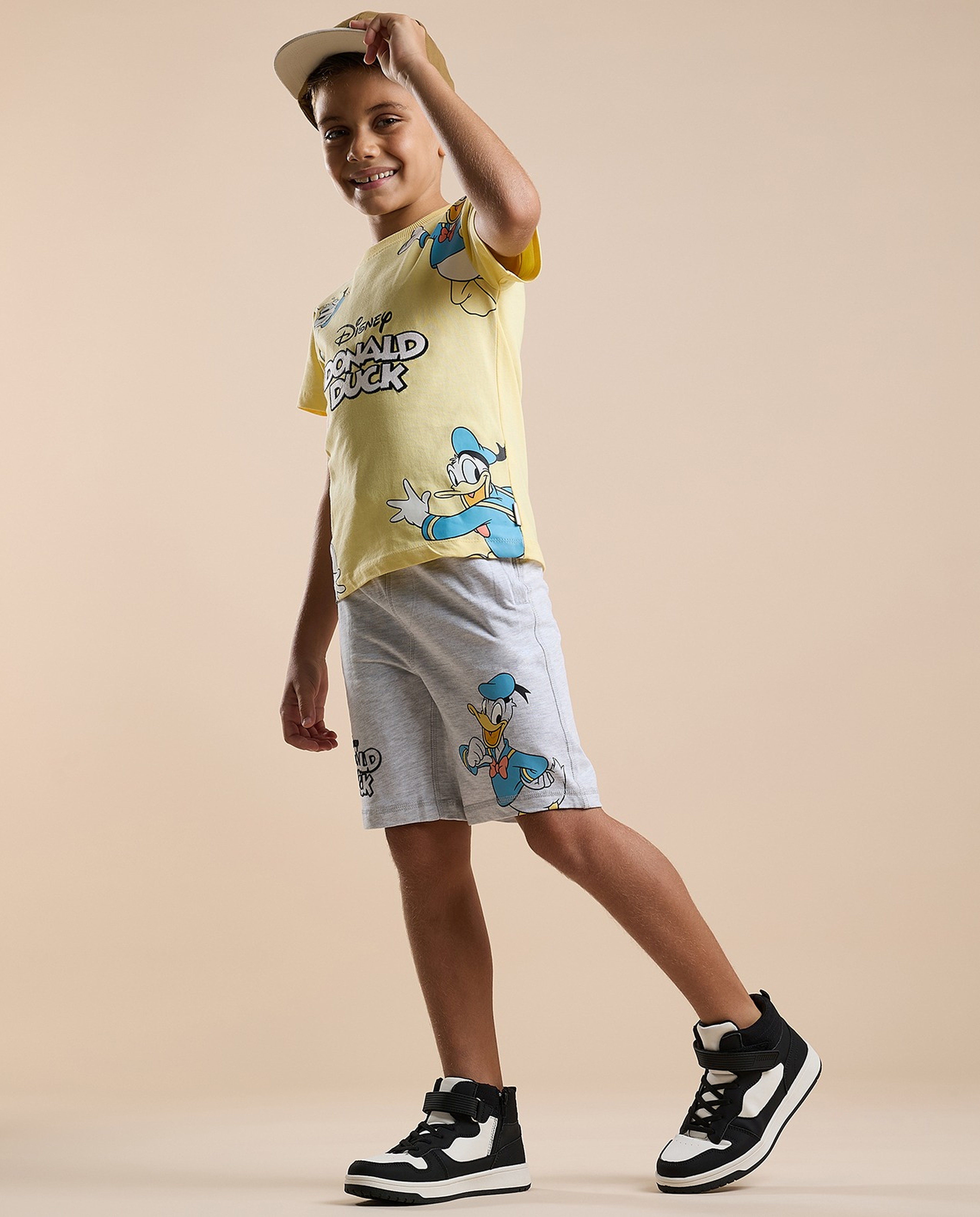 Donald Duck Print Sweatshorts with Drawstring Waist