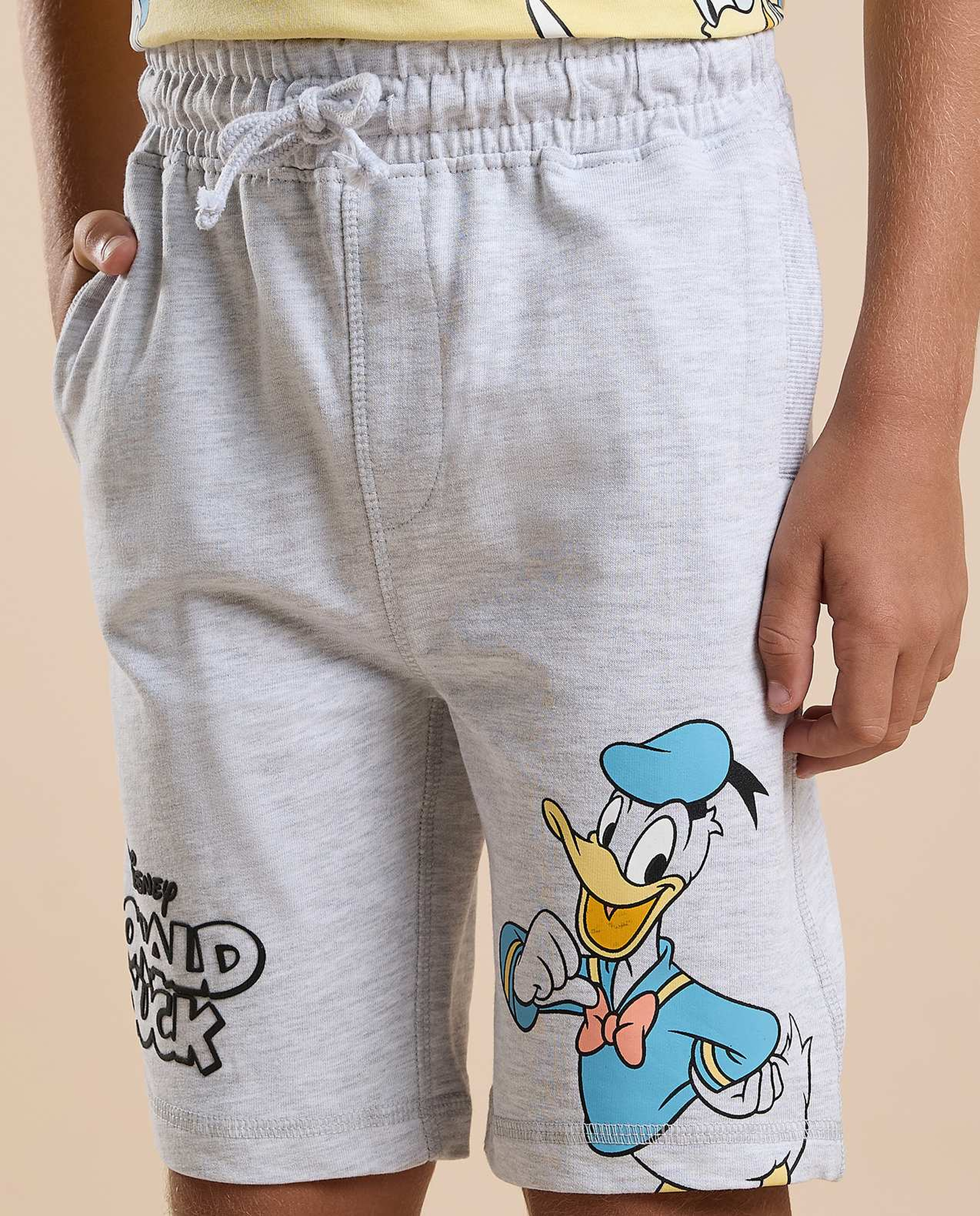 Donald Duck Print Sweatshorts with Drawstring Waist