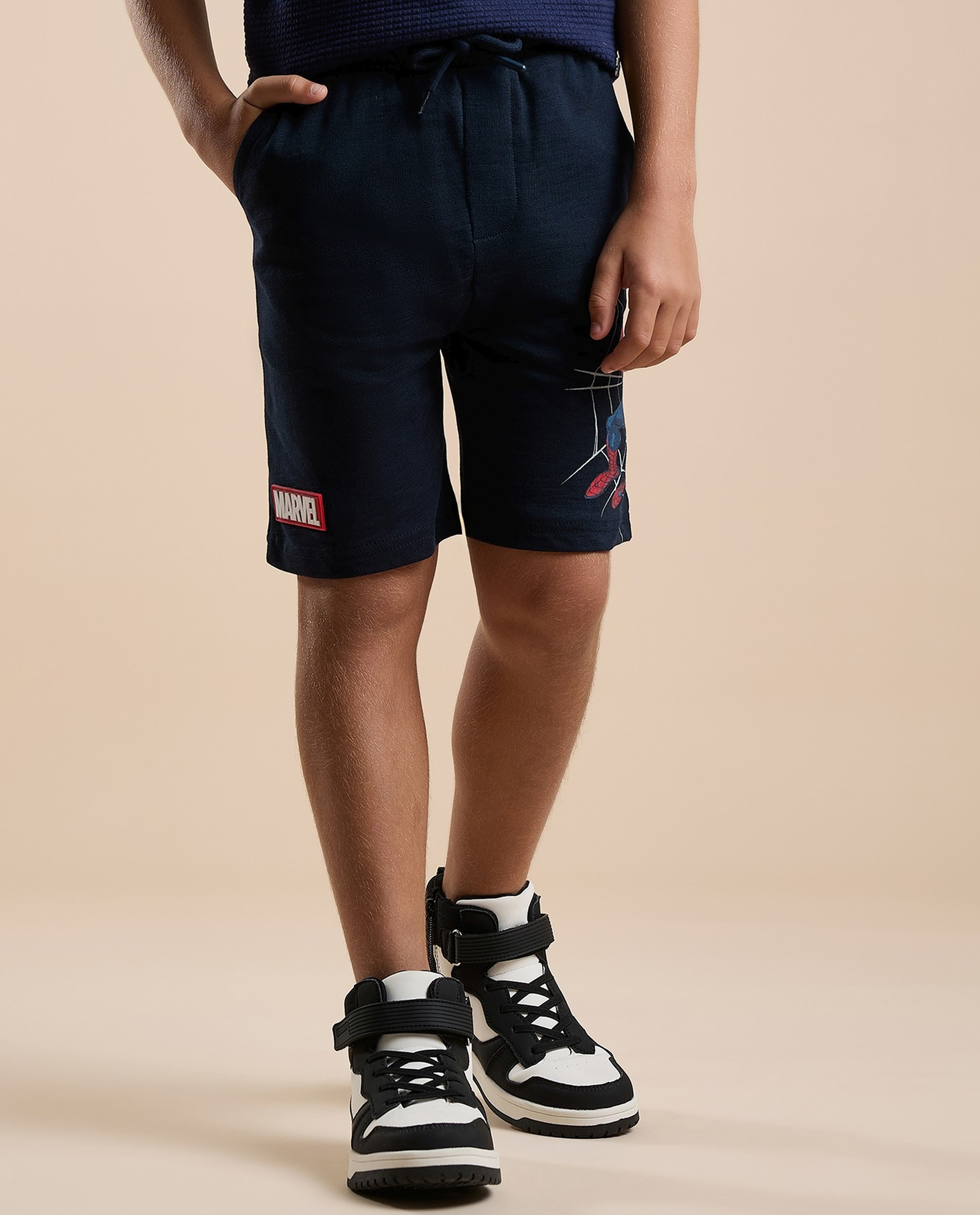 Spider-Man Print Sweatshorts with Drawstring Waist