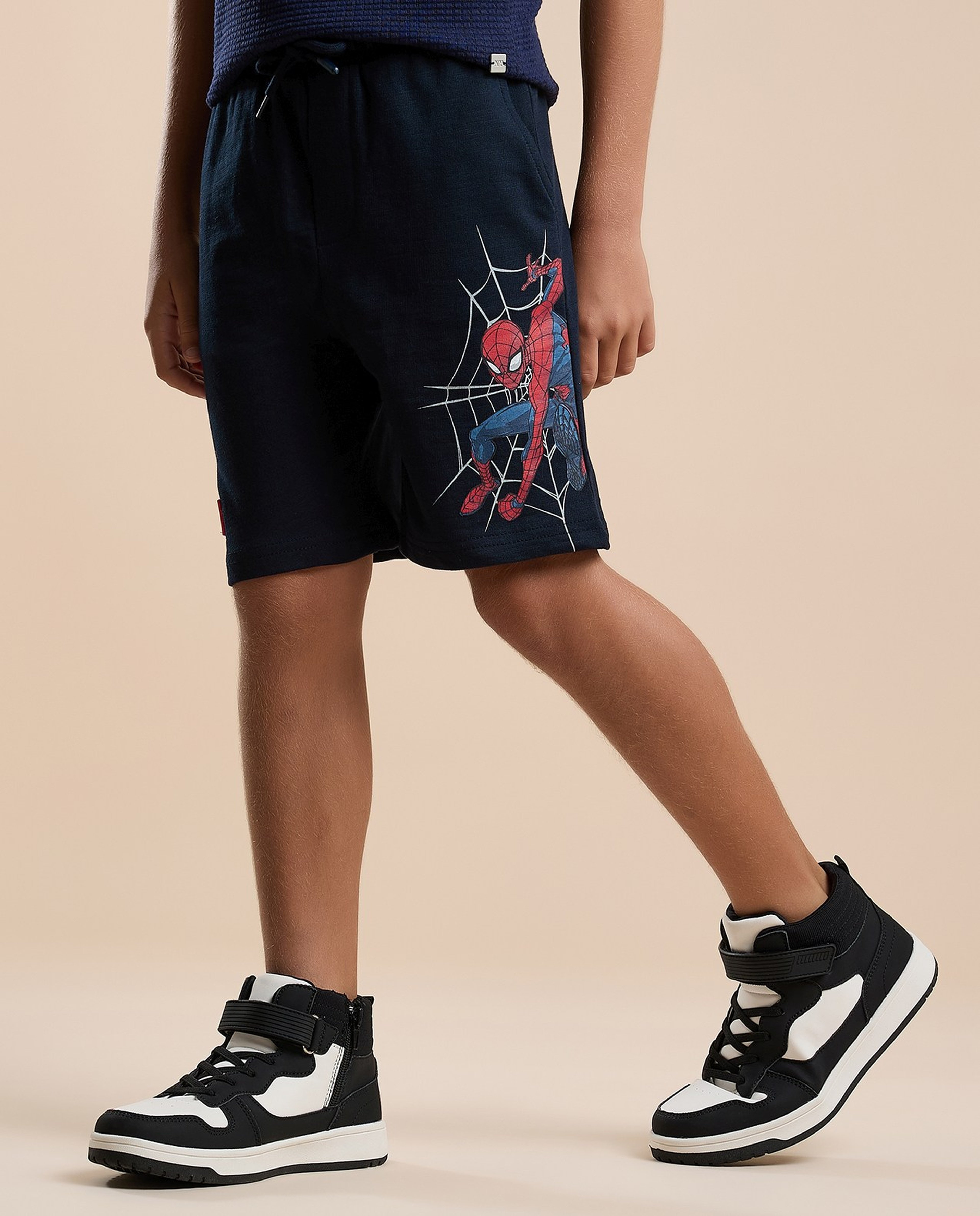 Spider-Man Print Sweatshorts with Drawstring Waist