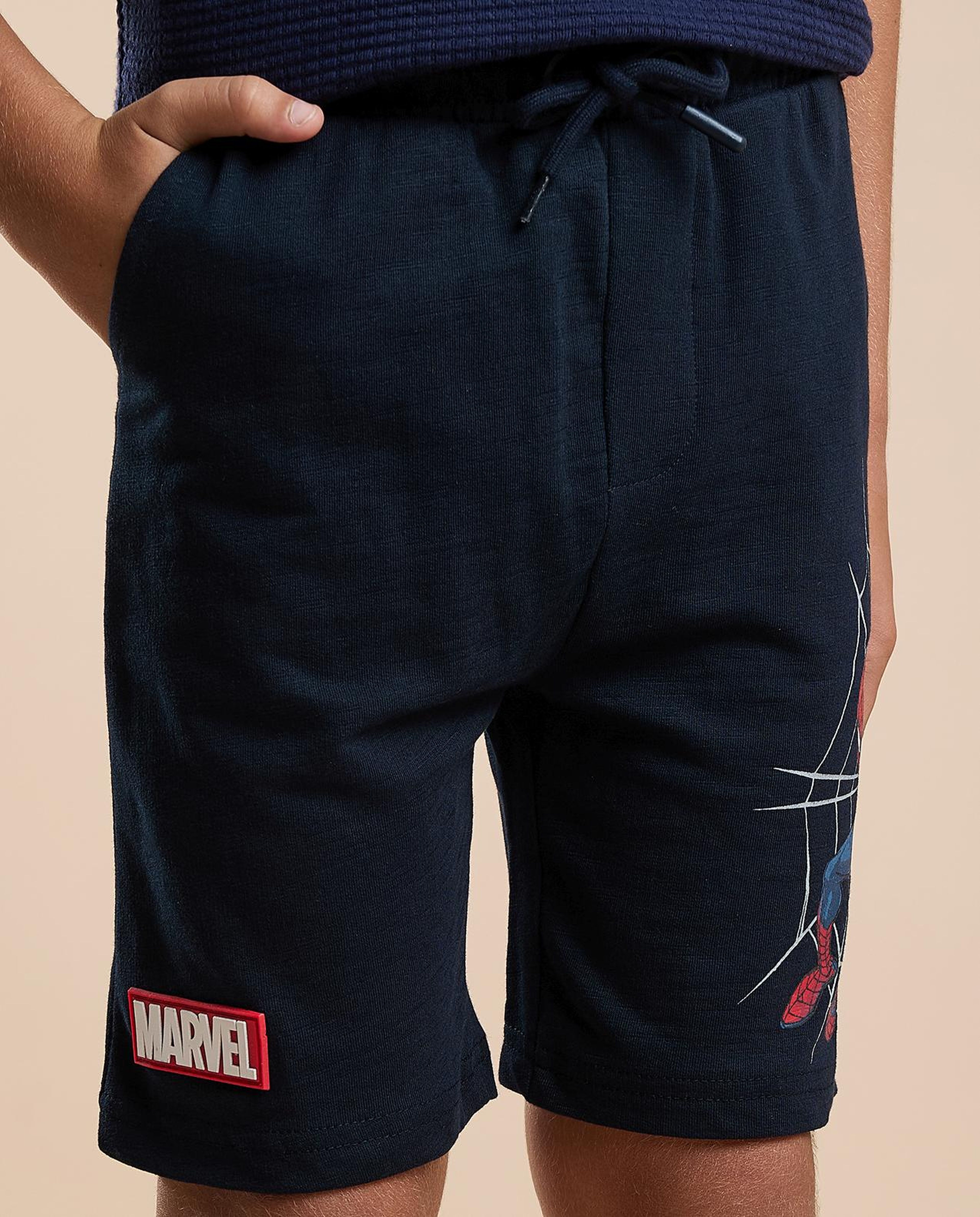 Spider-Man Print Sweatshorts with Drawstring Waist
