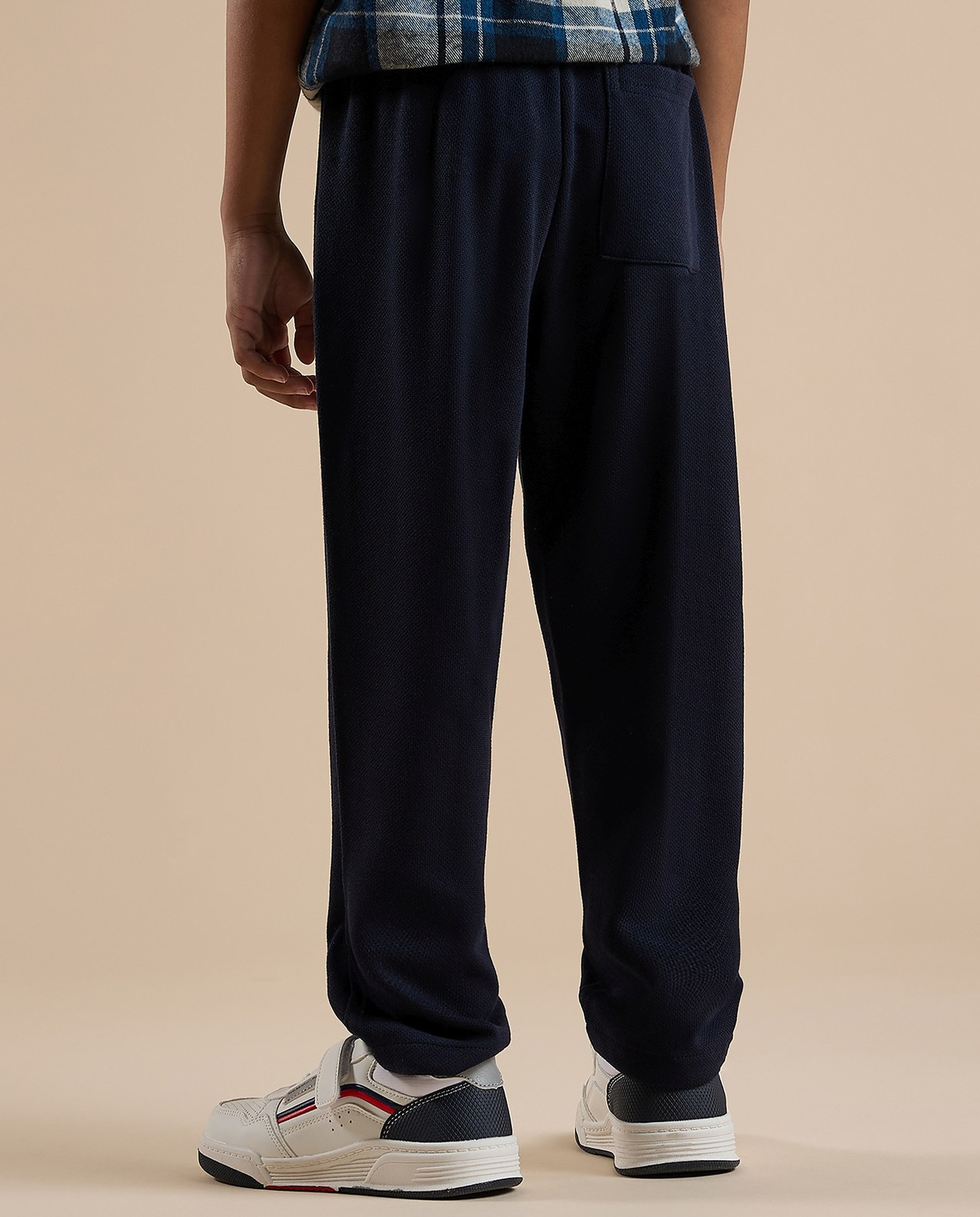 Textured Pants with Drawstring Waist