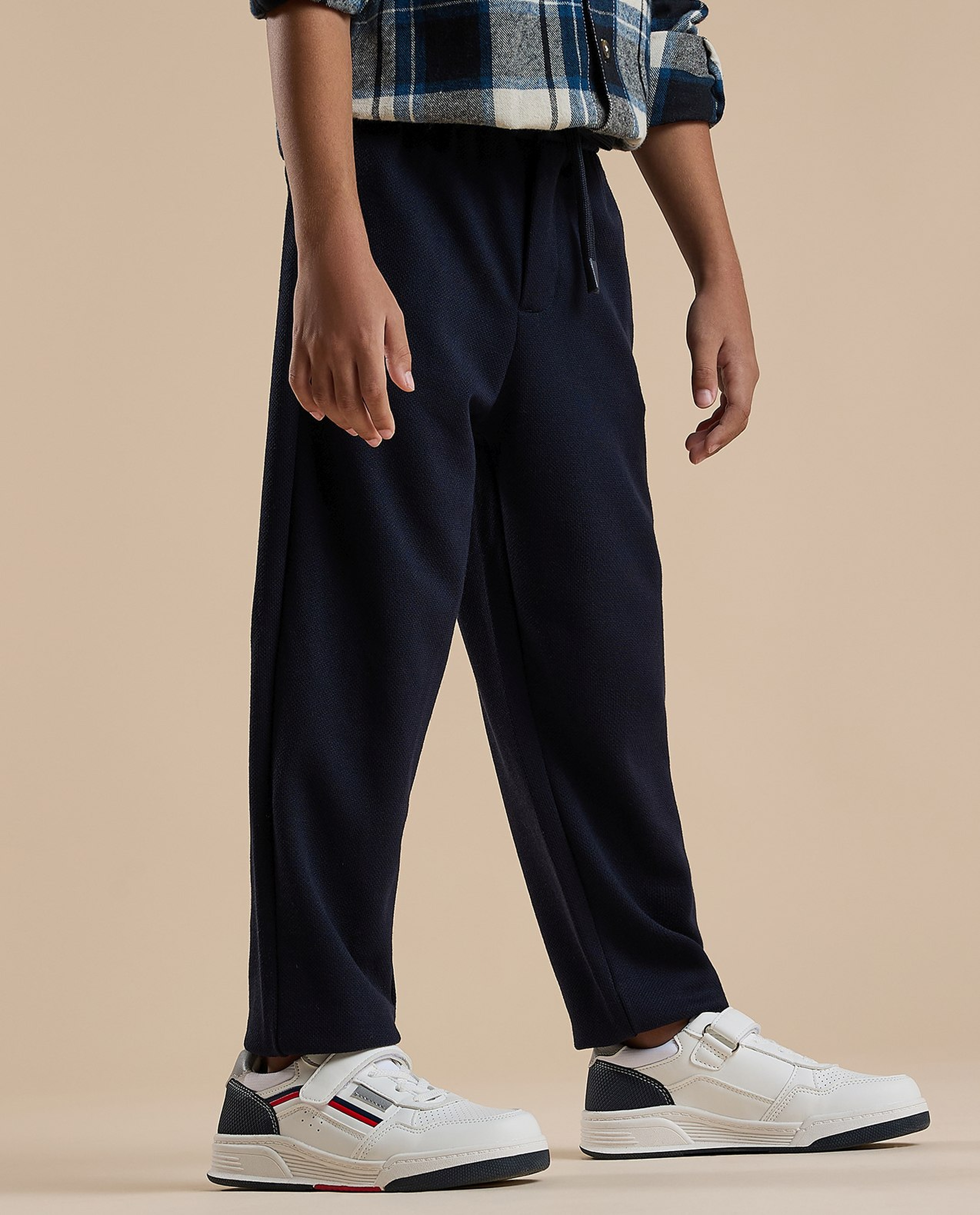 Textured Pants with Drawstring Waist