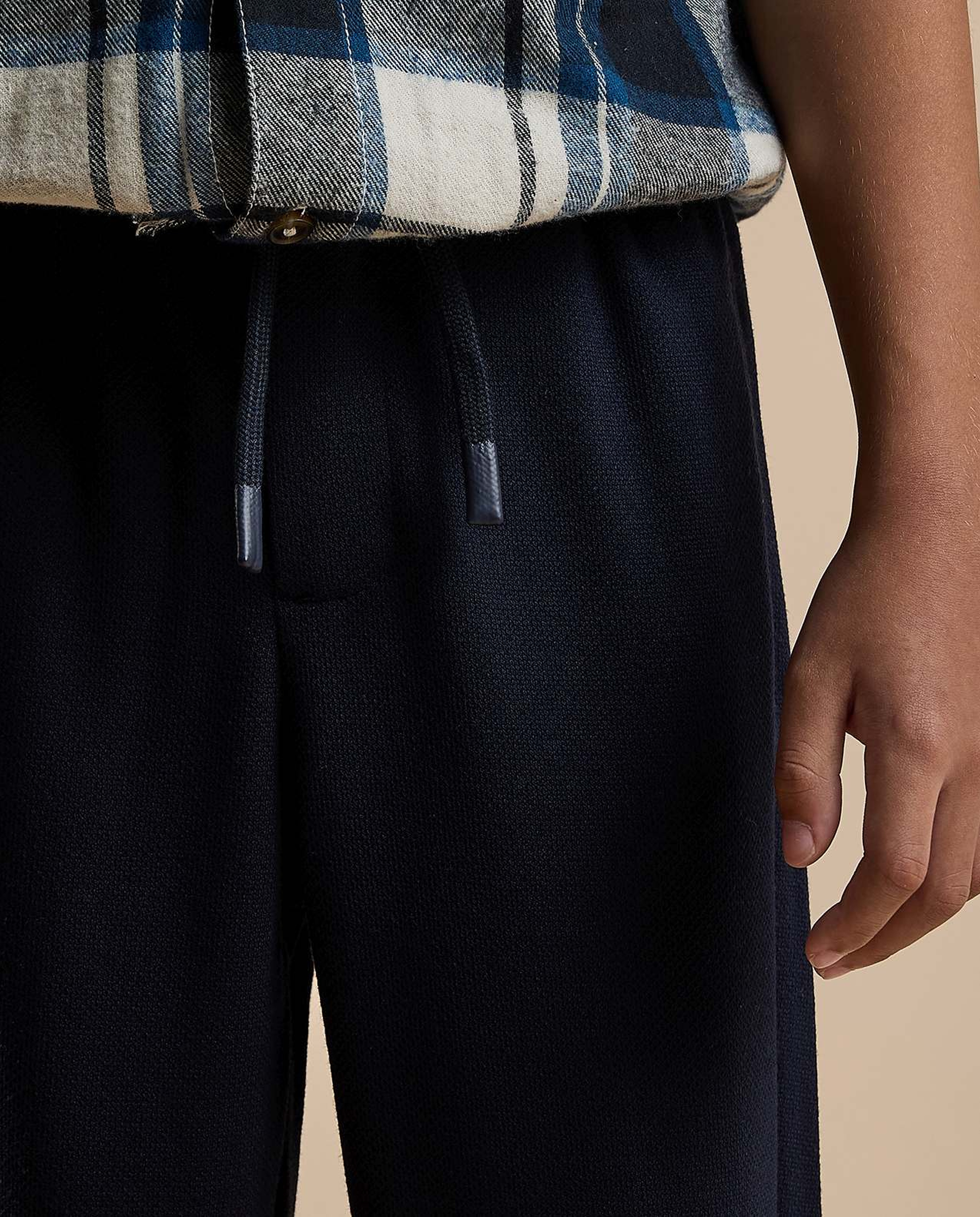 Textured Pants with Drawstring Waist