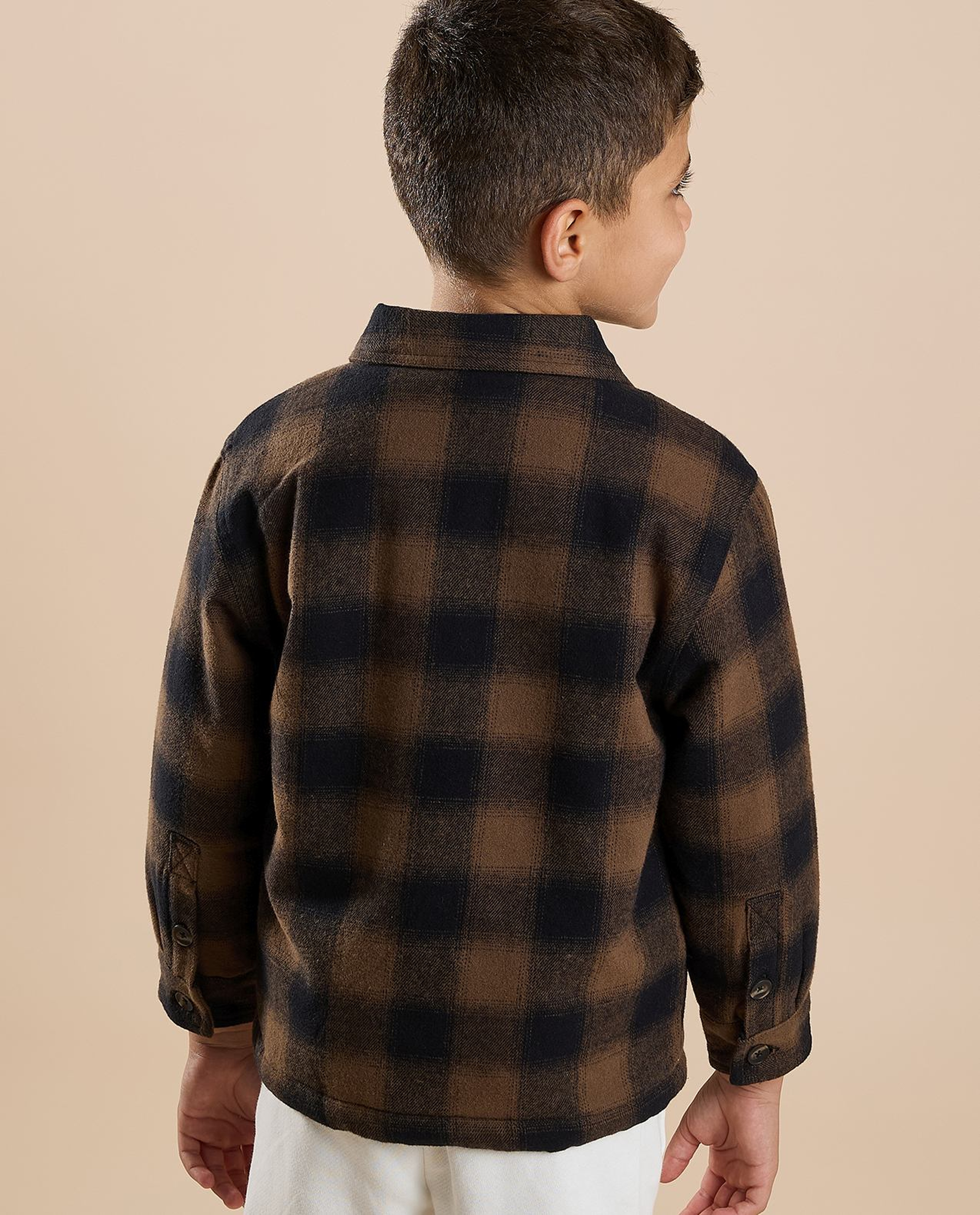 Plaid Shirt with Classic Collar and Long Sleeves