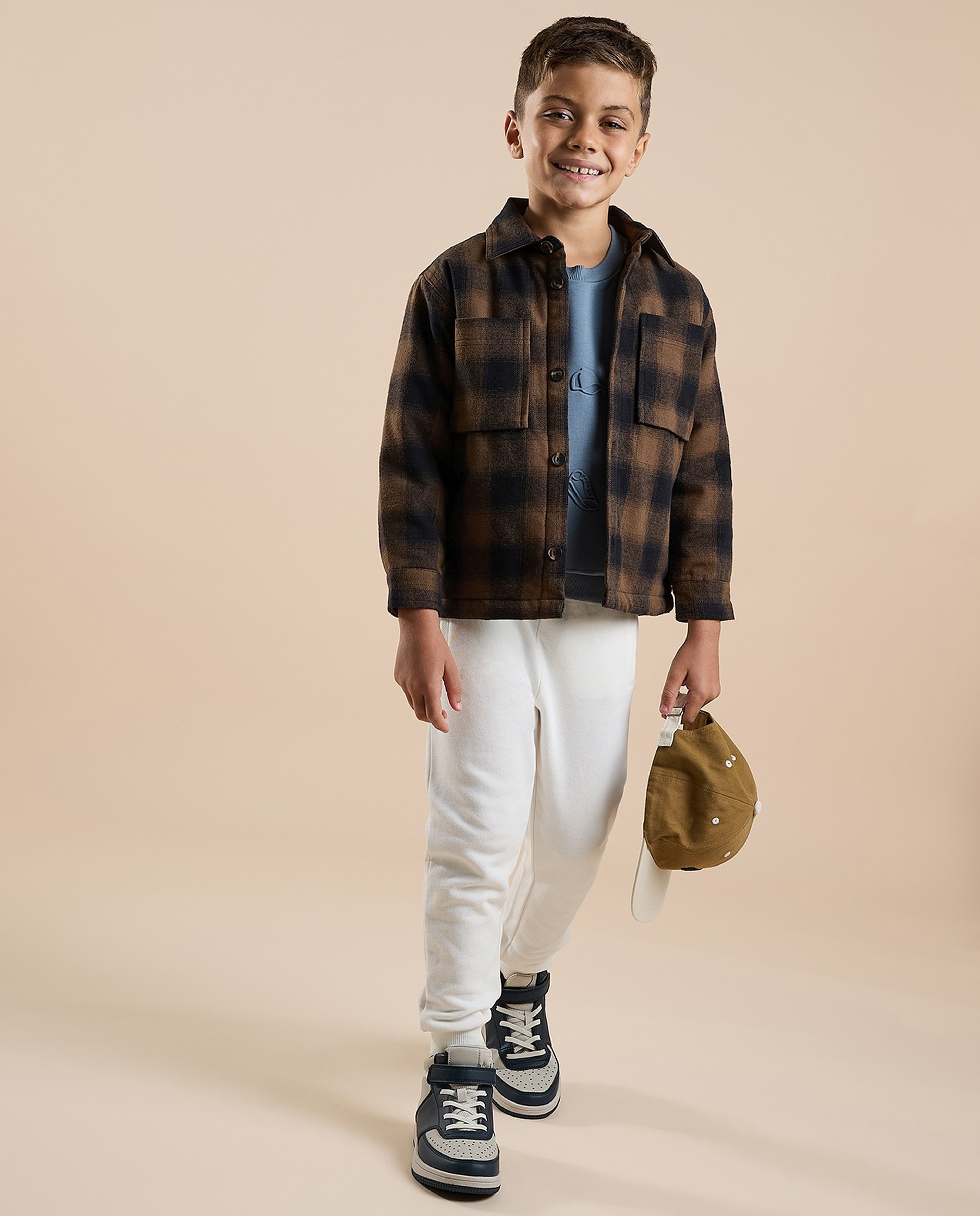 Plaid Shirt with Classic Collar and Long Sleeves